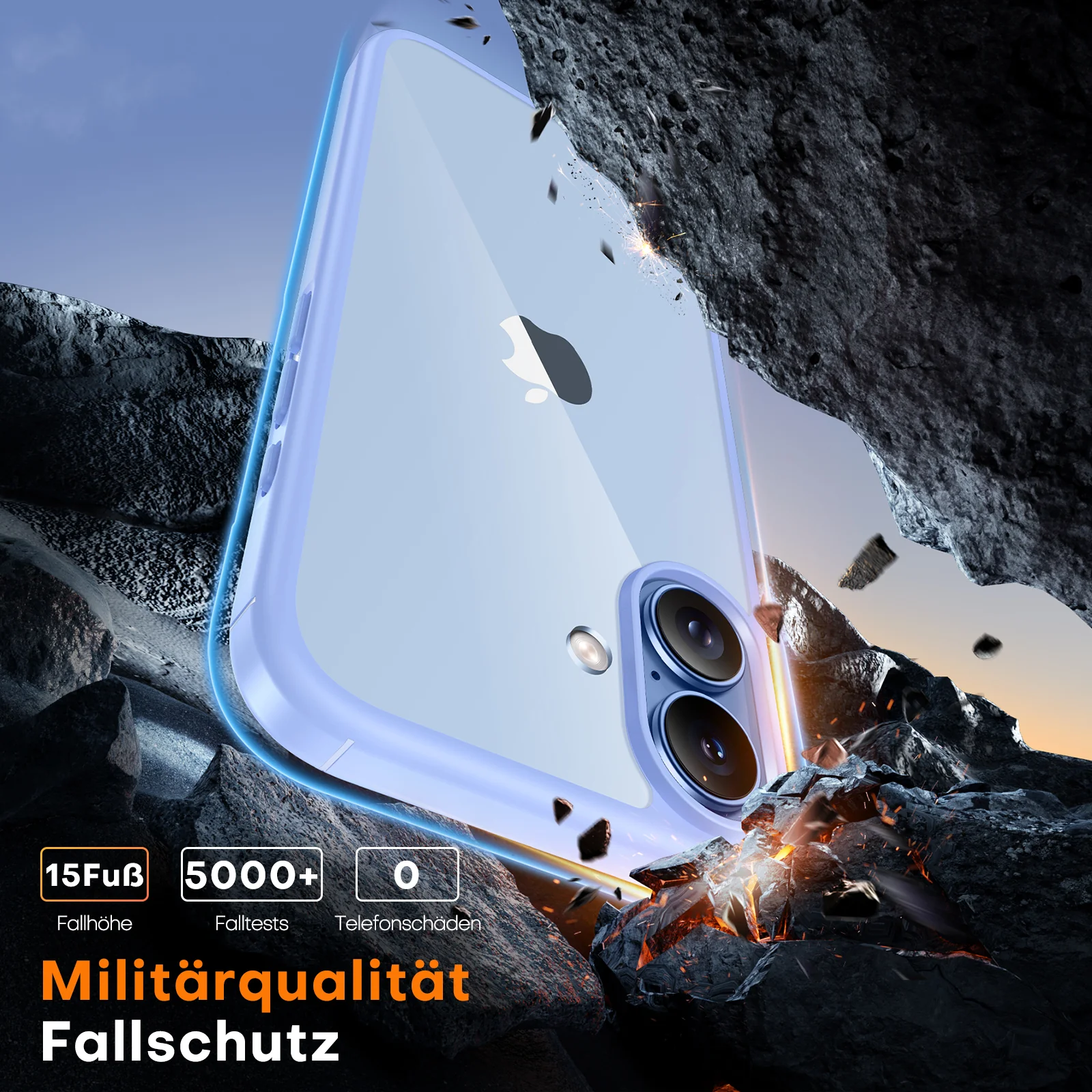 TAURI for iPhone 17 Case, Anti-Yellowing with Screen Protector, Military-Grade Protection Shockproof Slim Phone Case for iPhone 17, Star Blue - Image 5