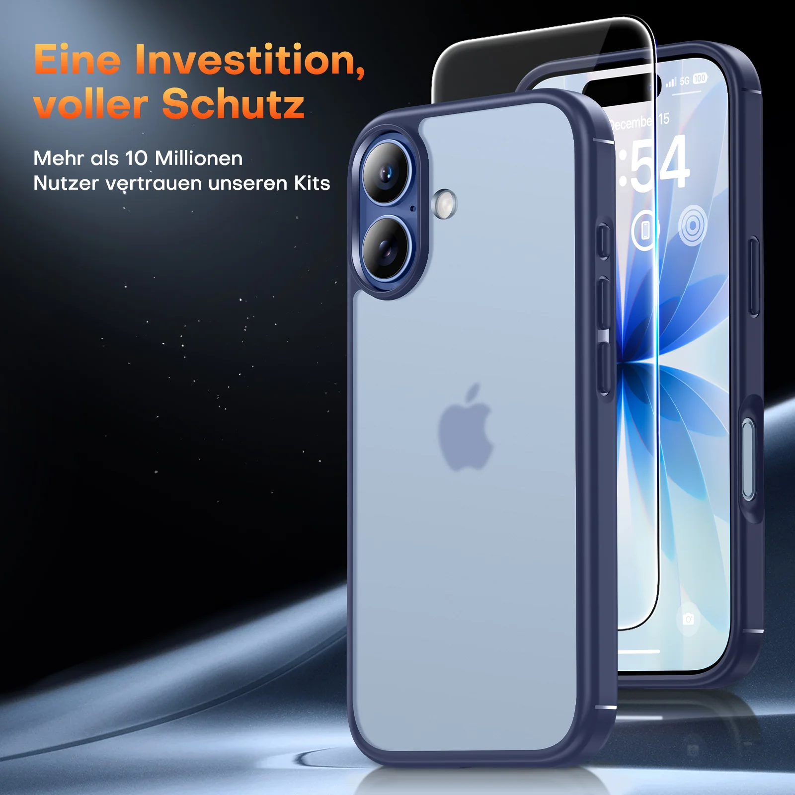 TAURI for iPhone 17 Case, Anti-Yellowing with Screen Protector, Translucent Matte Military-Grade Protection Shockproof Slim Phone Case for iPhone 17, Matte Blue - Image 3