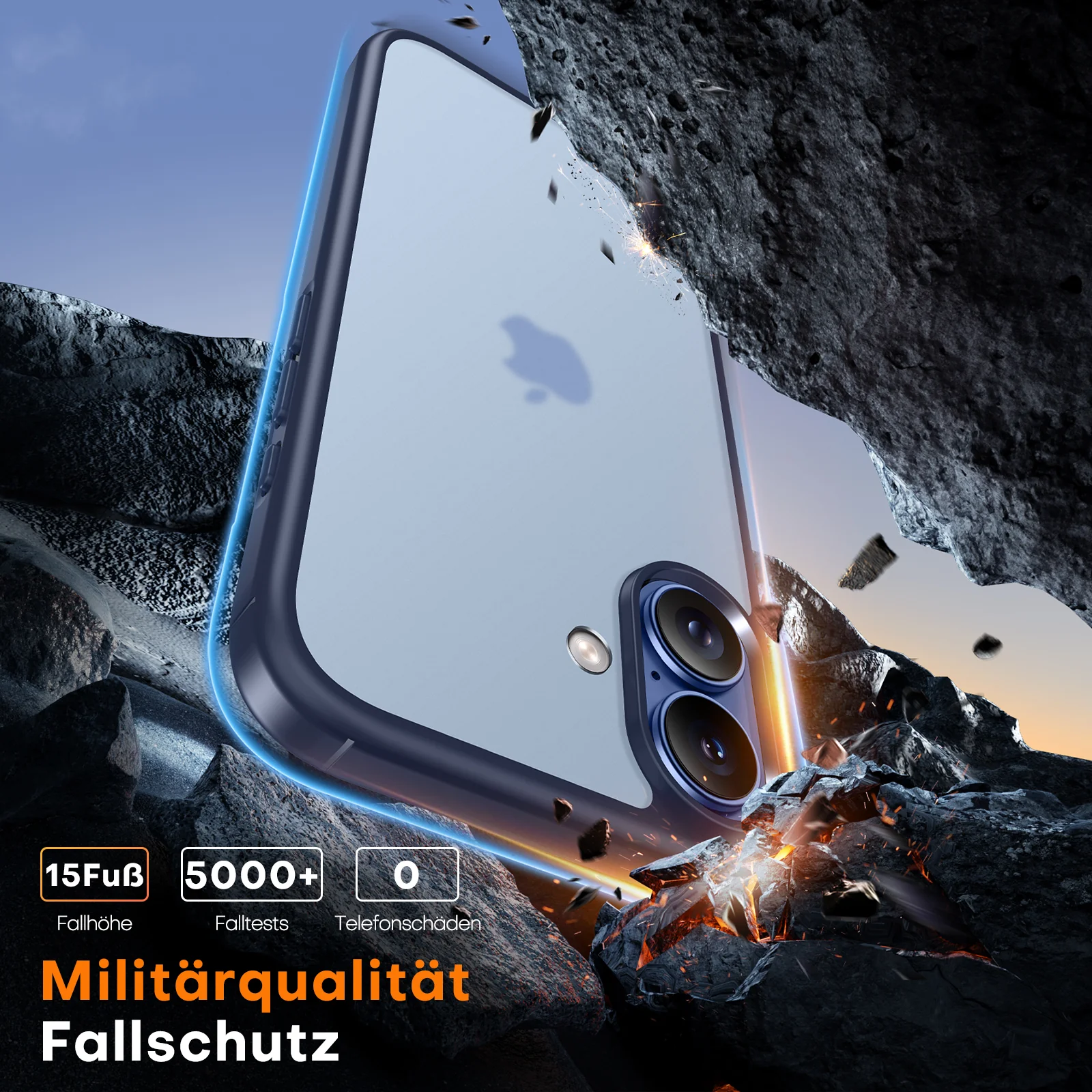 TAURI for iPhone 17 Case, Anti-Yellowing with Screen Protector, Translucent Matte Military-Grade Protection Shockproof Slim Phone Case for iPhone 17, Matte Blue - Image 5