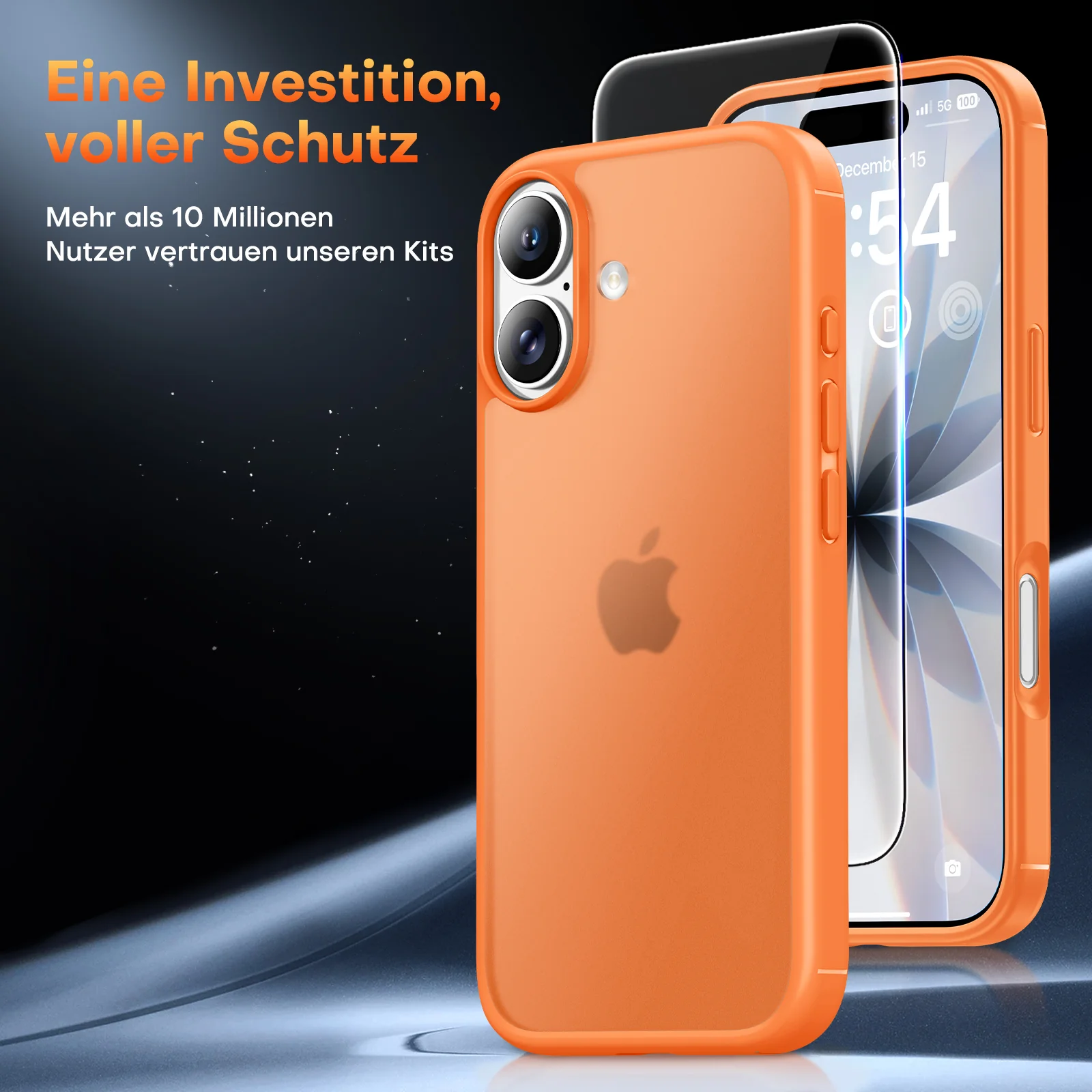 TAURI for iPhone 17 Case, Anti-Yellowing with Screen Protector, Translucent Matte Military-Grade Protection Shockproof Slim Phone Case for iPhone 17, Matte Orange - Image 3