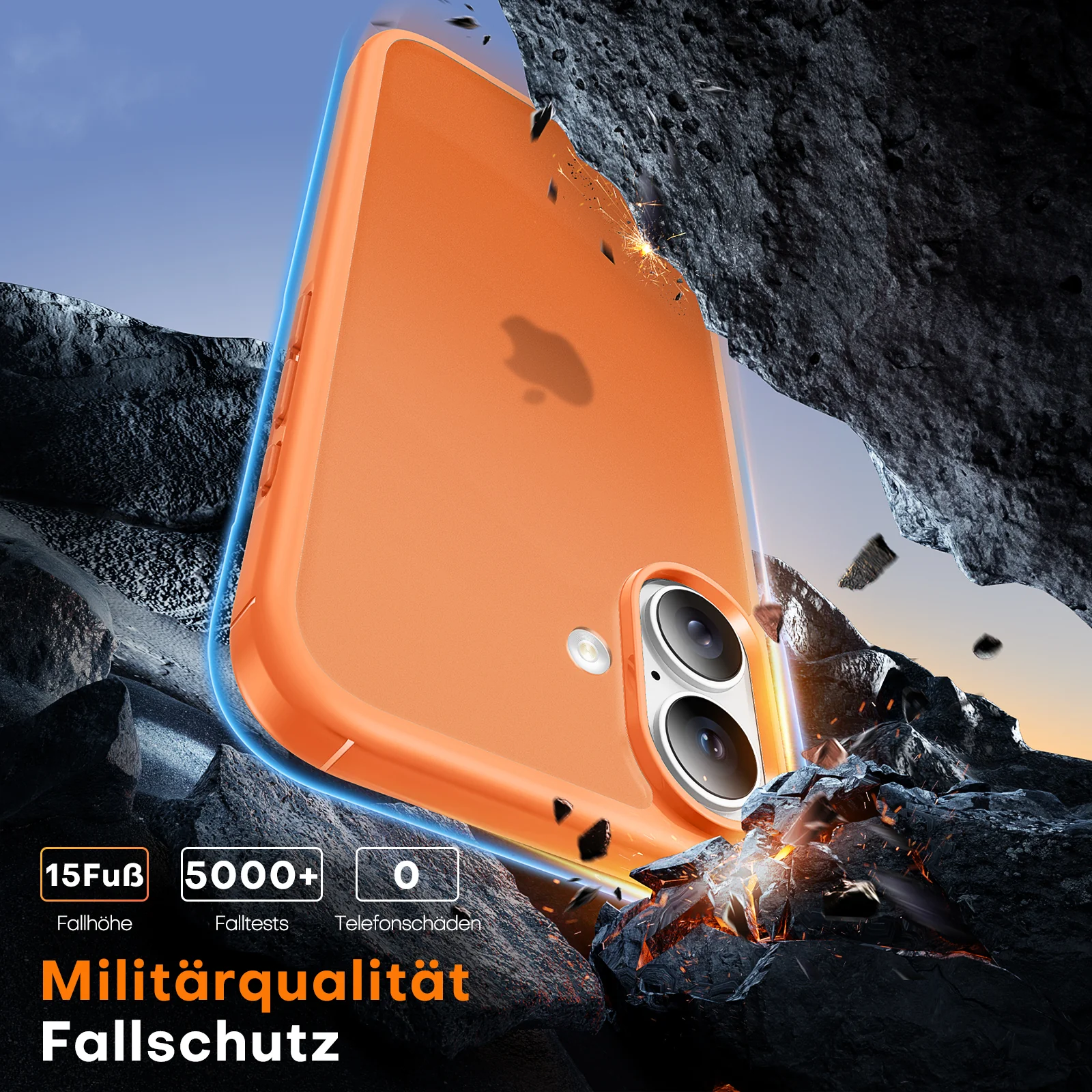 TAURI for iPhone 17 Case, Anti-Yellowing with Screen Protector, Translucent Matte Military-Grade Protection Shockproof Slim Phone Case for iPhone 17, Matte Orange - Image 5
