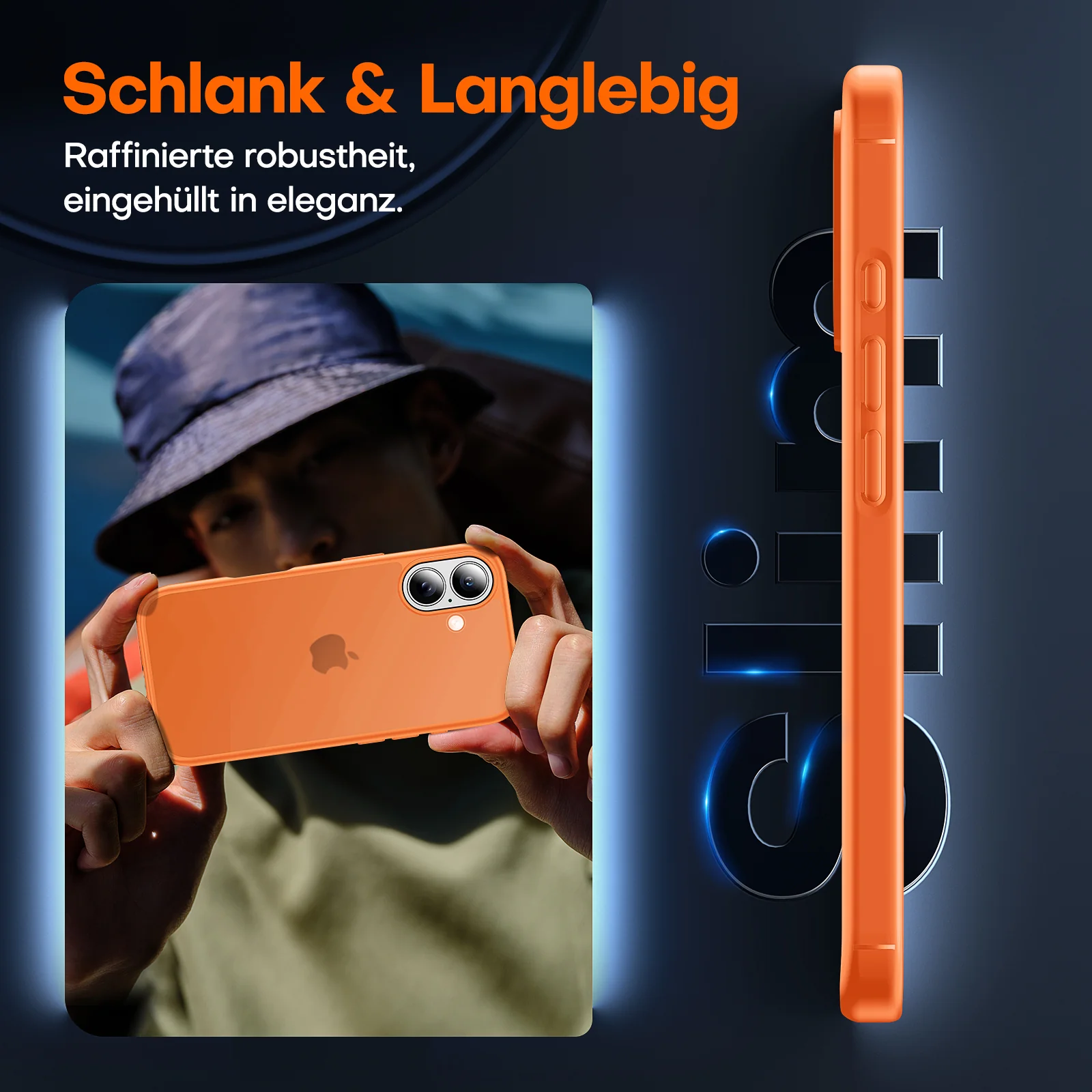TAURI for iPhone 17 Case, Anti-Yellowing with Screen Protector, Translucent Matte Military-Grade Protection Shockproof Slim Phone Case for iPhone 17, Matte Orange - Image 6