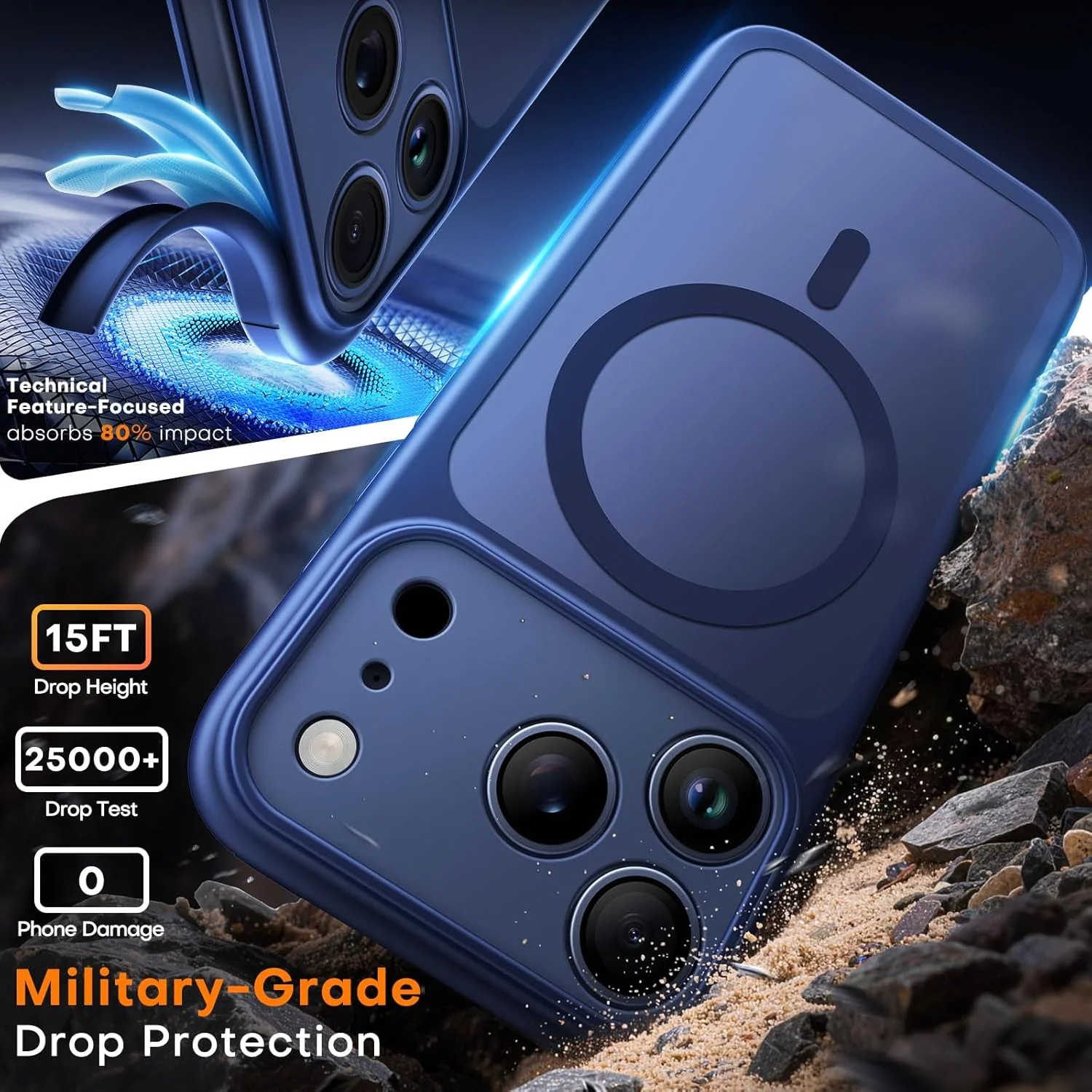 TAURI for iPhone 17 Pro Case, Compatible with MagSafe, (Full Camera Protection) Camera Control Cover Solid-Color Matte Magnetic Phone Case for 17 Pro 6.3", Blue - Image 5
