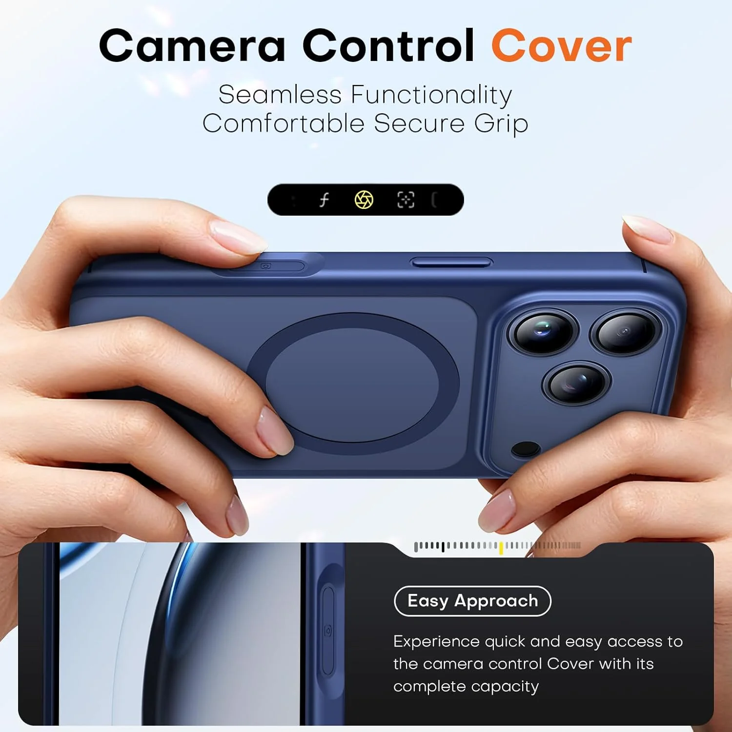 TAURI for iPhone 17 Pro Case, Compatible with MagSafe, (Full Camera Protection) Camera Control Cover Solid-Color Matte Magnetic Phone Case for 17 Pro 6.3", Blue - Image 6