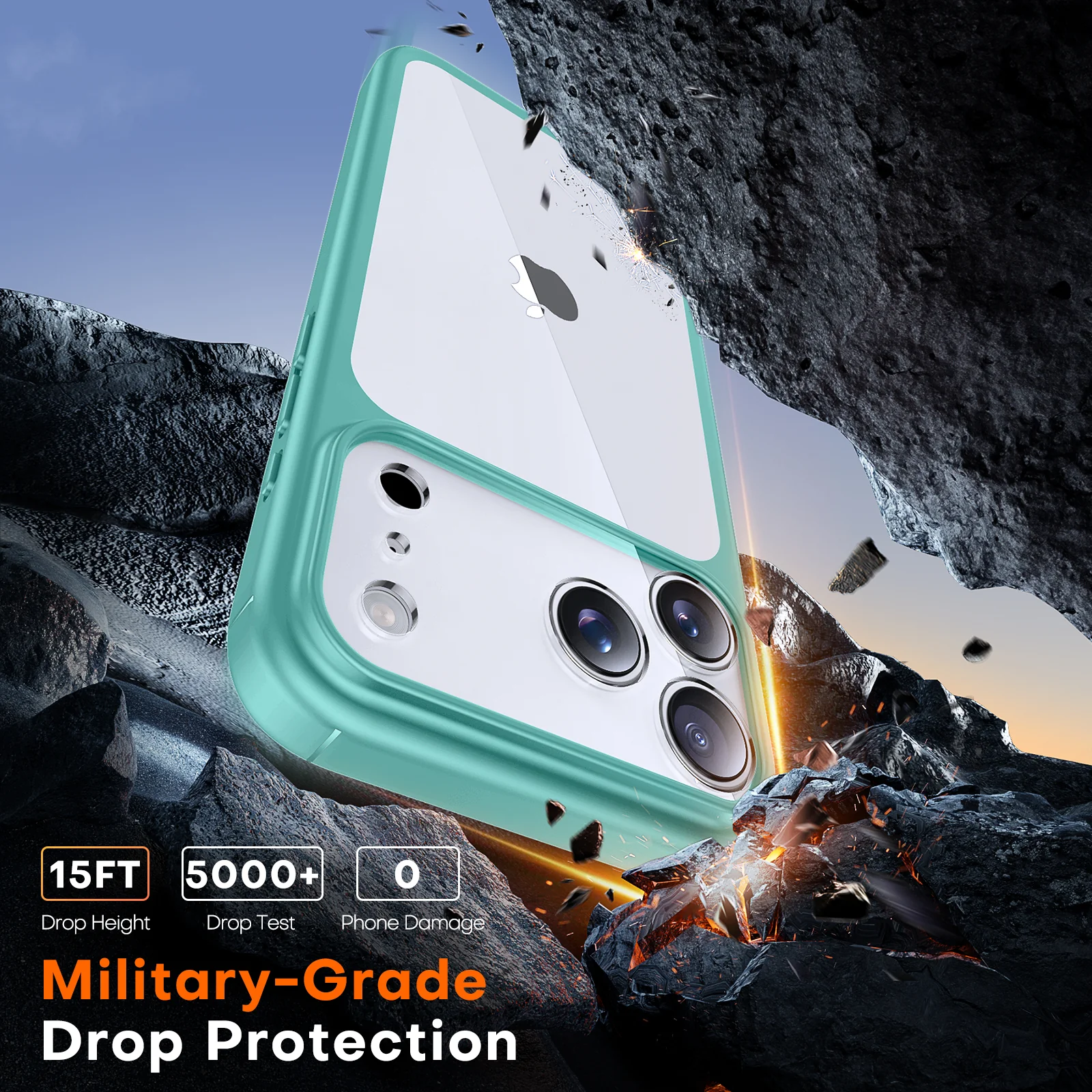 TAURI for iPhone 17 Pro Case, Full Camera Protection with Screen Protector, Anti-Yellowing Military-Grade Protection Shockproof Slim Phone Case for iPhone 17 Pro, Green - Image 4
