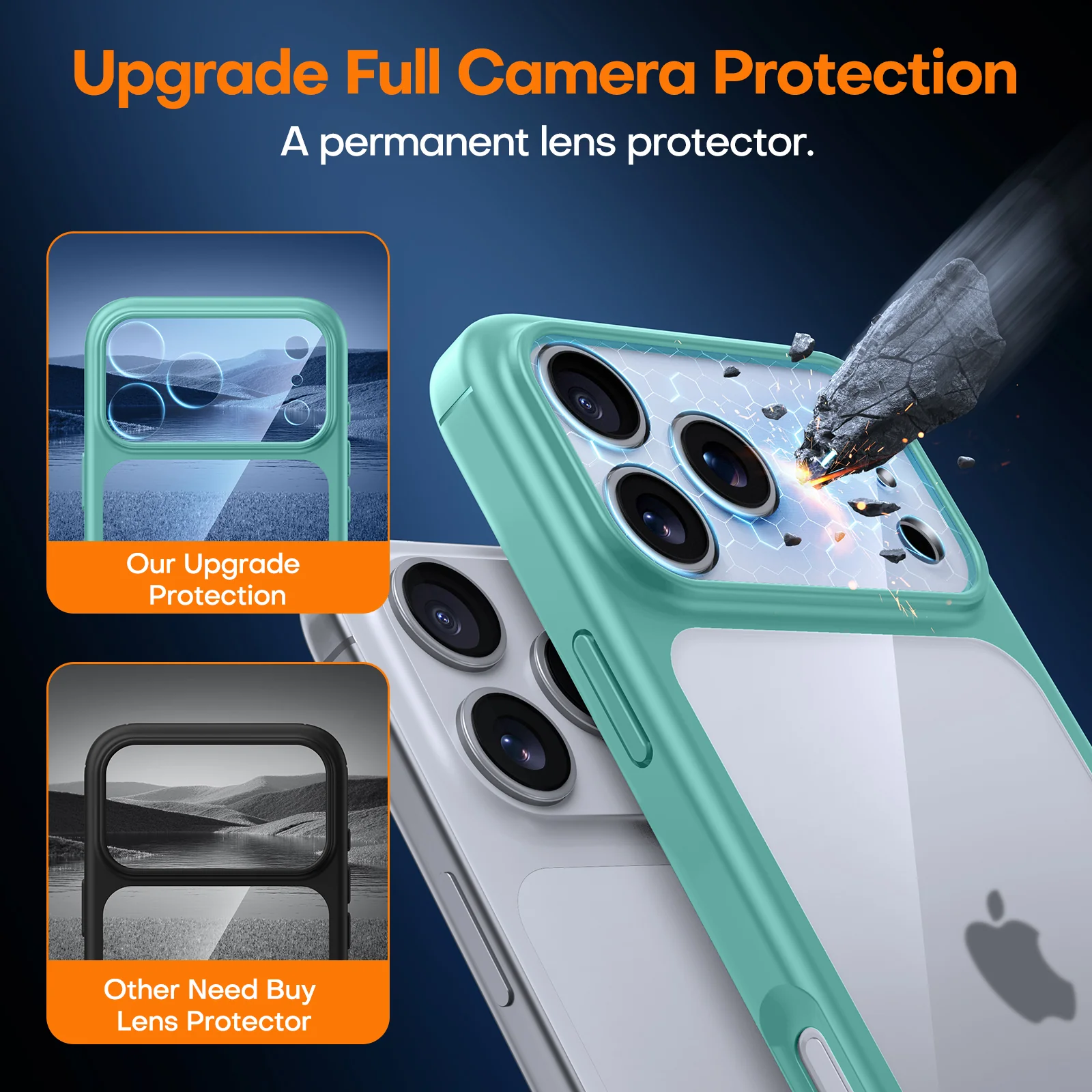 TAURI for iPhone 17 Pro Case, Full Camera Protection with Screen Protector, Anti-Yellowing Military-Grade Protection Shockproof Slim Phone Case for iPhone 17 Pro, Green - Image 7
