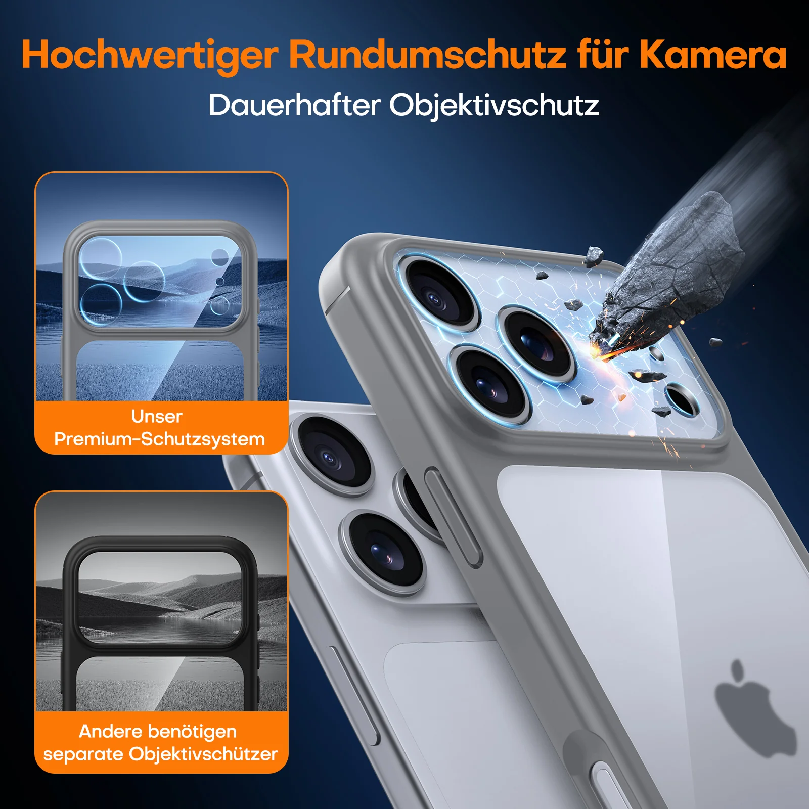 TAURI for iPhone 17 Pro Case, Full Camera Protection with Screen Protector, Anti-Yellowing Military-Grade Protection Shockproof Slim Phone Case for iPhone 17 Pro, Grey - Image 7