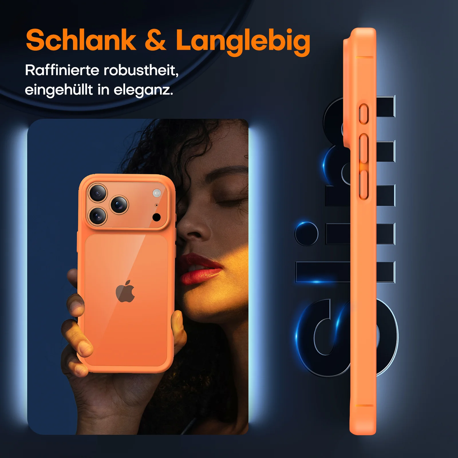 TAURI for iPhone 17 Pro Case, Full Camera Protection with Screen Protector, Anti-Yellowing Military-Grade Protection Shockproof Slim Phone Case for iPhone 17 Pro, Orange - Image 5