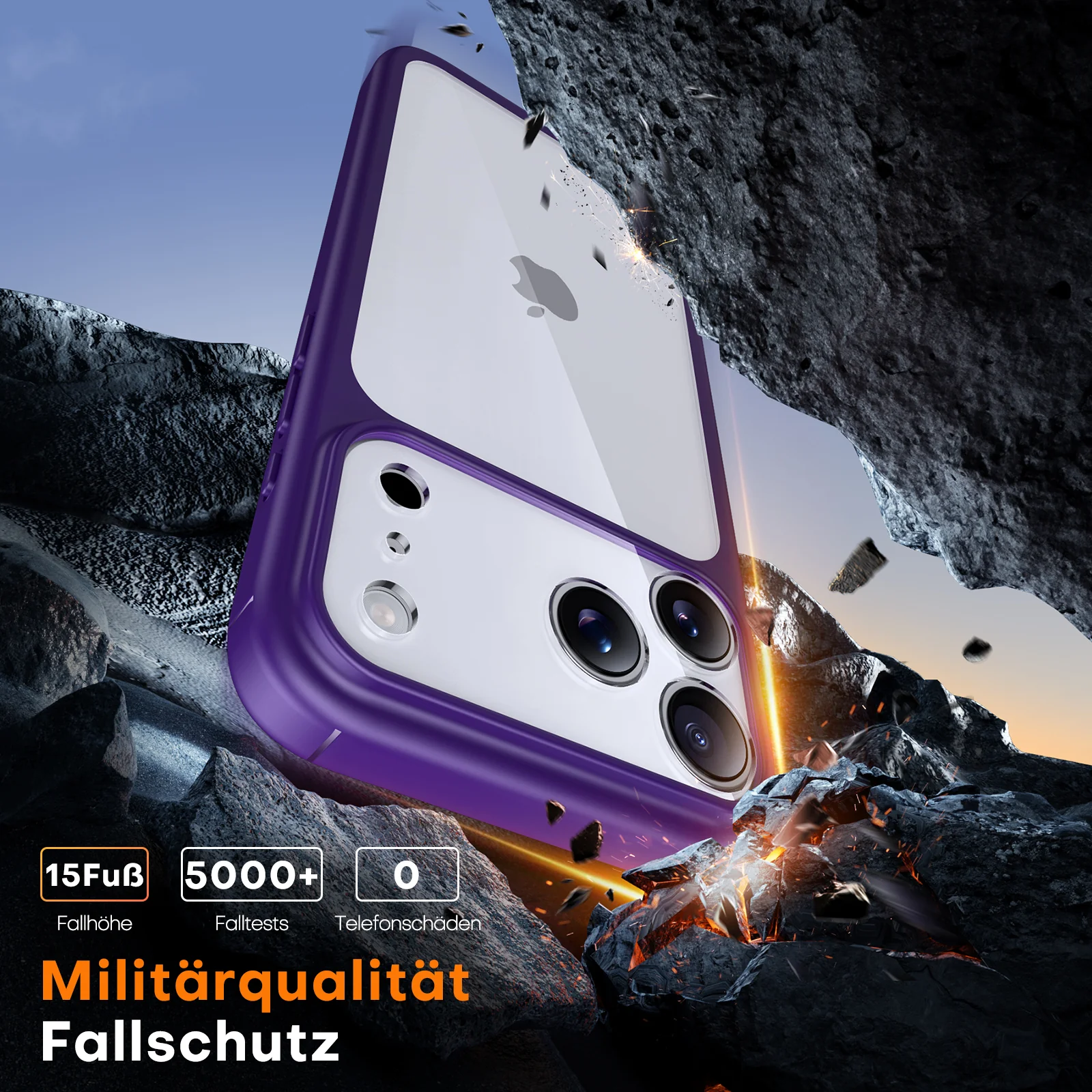 TAURI for iPhone 17 Pro Case, Full Camera Protection with Screen Protector, Anti-Yellowing Military-Grade Protection Shockproof Slim Phone Case for iPhone 17 Pro, Purple - Image 4