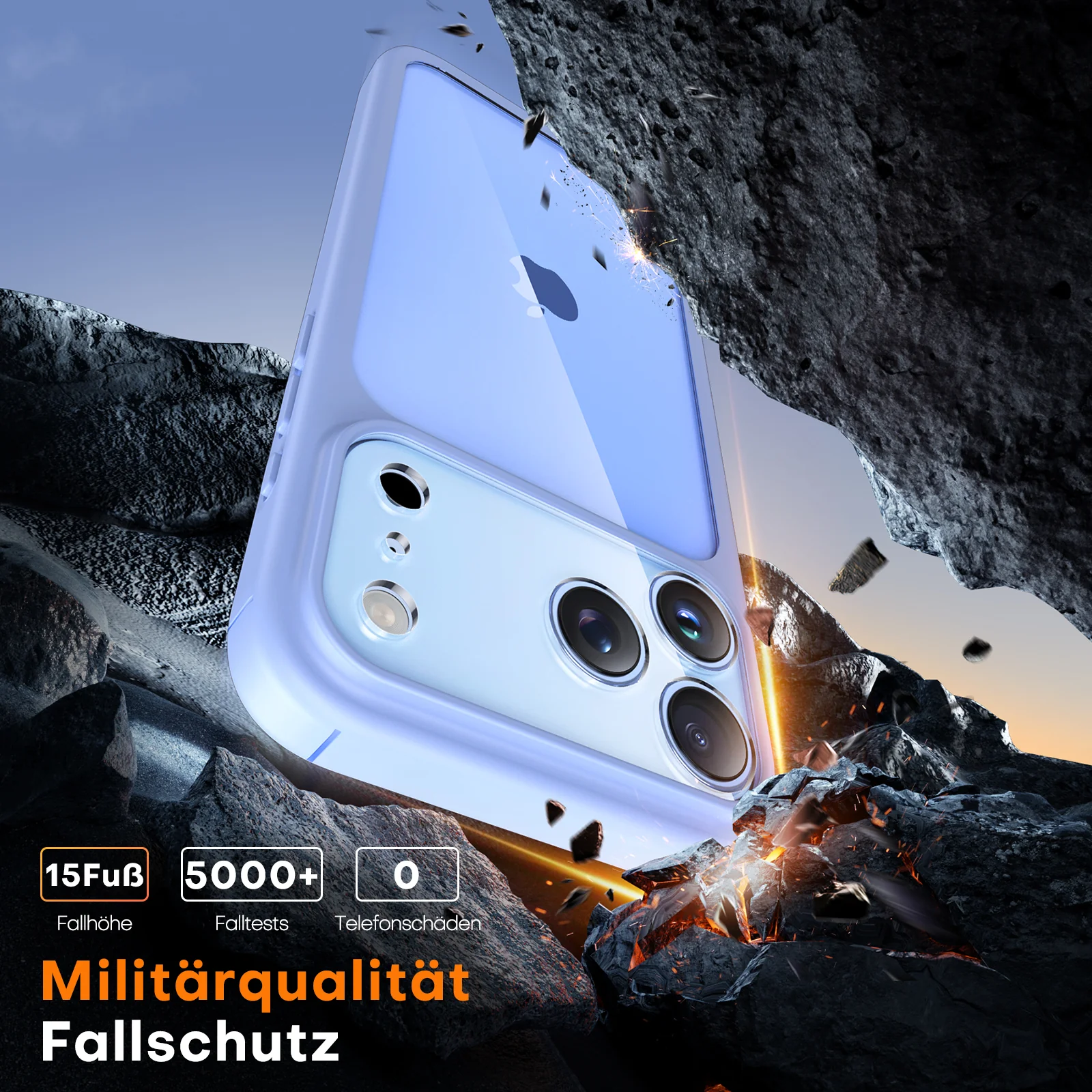 TAURI for iPhone 17 Pro Case, Full Camera Protection with Screen Protector, Anti-Yellowing Military-Grade Protection Shockproof Slim Phone Case for iPhone 17 Pro, Star Blue - Image 7