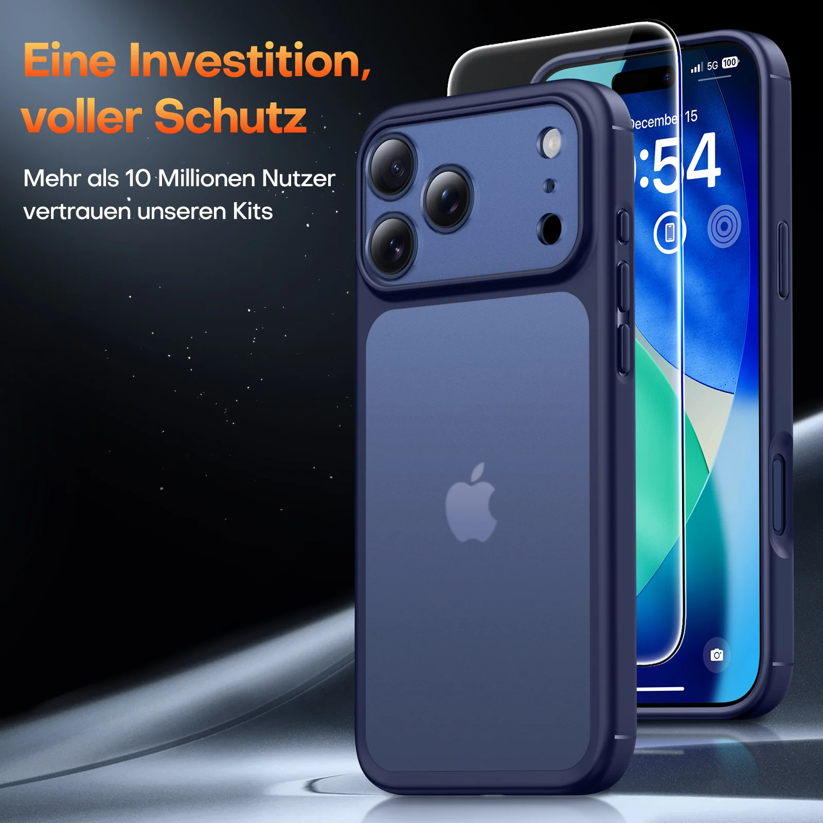TAURI for iPhone 17 Pro Case, Full Camera Protection with Screen Protector, Translucent Matte Military-Grade Protection Shockproof Slim Phone Case for iPhone 17 Pro, Matte Blue - Image 2