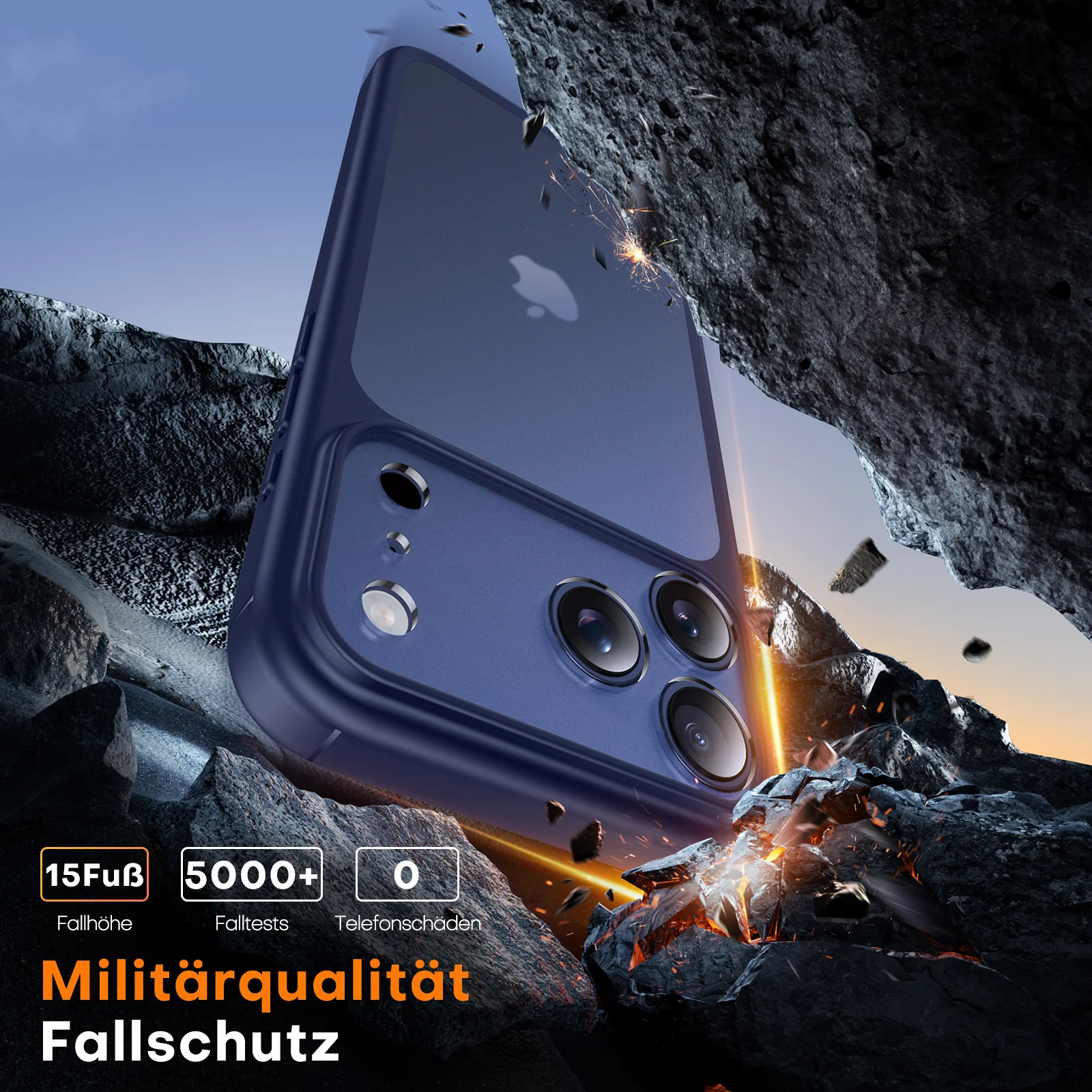 TAURI for iPhone 17 Pro Case, Full Camera Protection with Screen Protector, Translucent Matte Military-Grade Protection Shockproof Slim Phone Case for iPhone 17 Pro, Matte Blue - Image 4