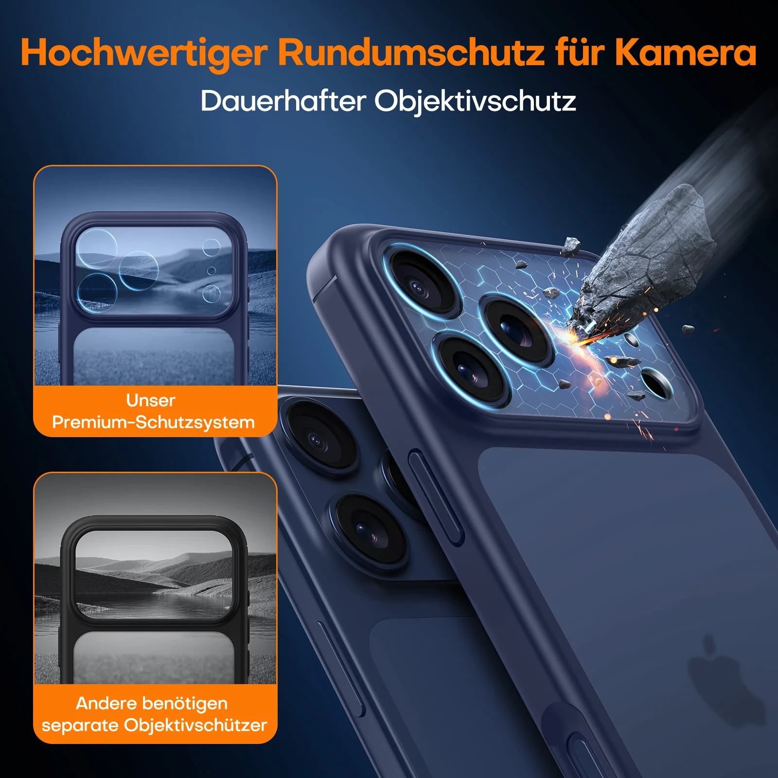 TAURI for iPhone 17 Pro Case, Full Camera Protection with Screen Protector, Translucent Matte Military-Grade Protection Shockproof Slim Phone Case for iPhone 17 Pro, Matte Blue - Image 7