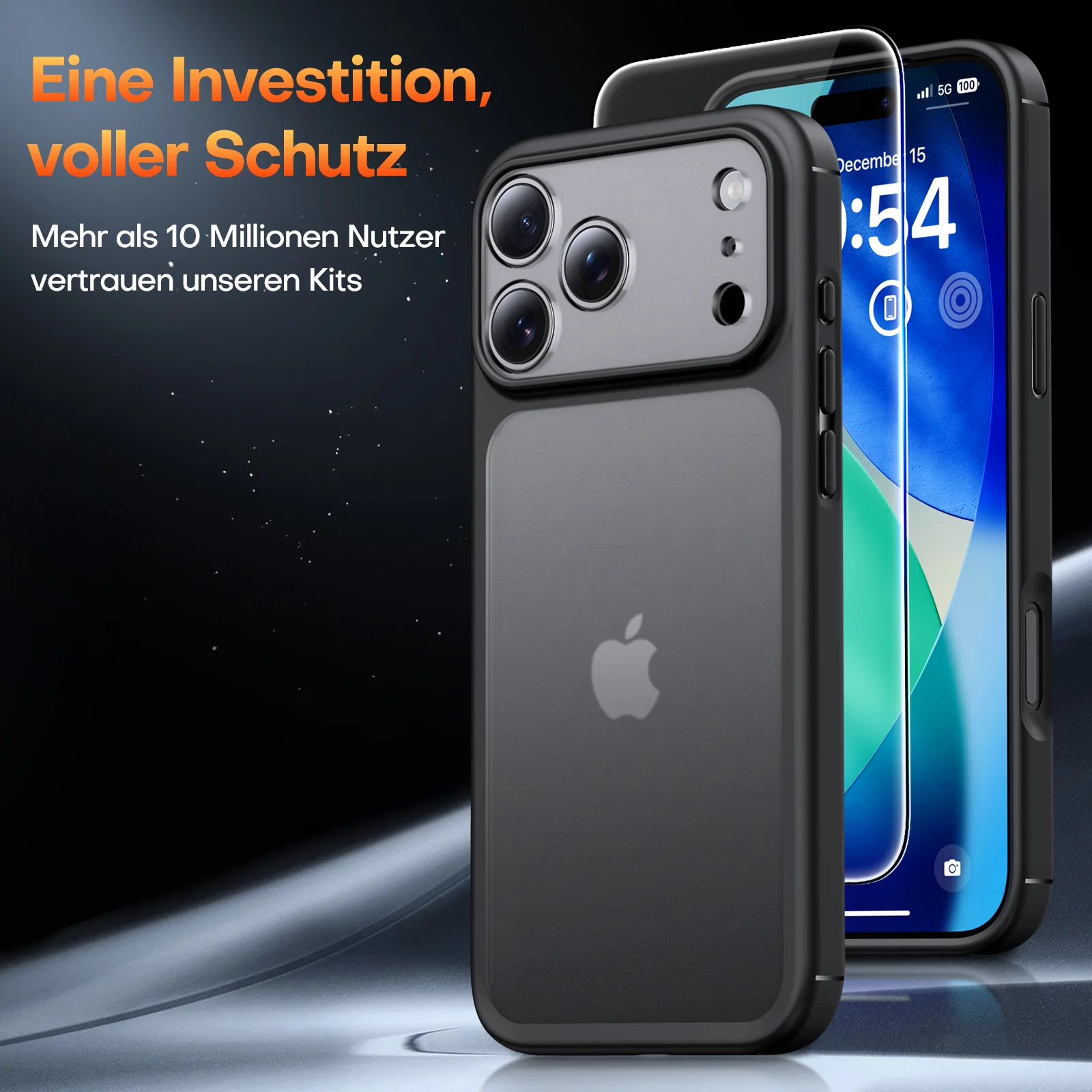 TAURI for iPhone 17 Pro Case, Full Camera Protection with Screen Protector, Translucent Matte Military-Grade Protection Shockproof Slim Phone Case for iPhone 17 Pro, Matte Black - Image 2