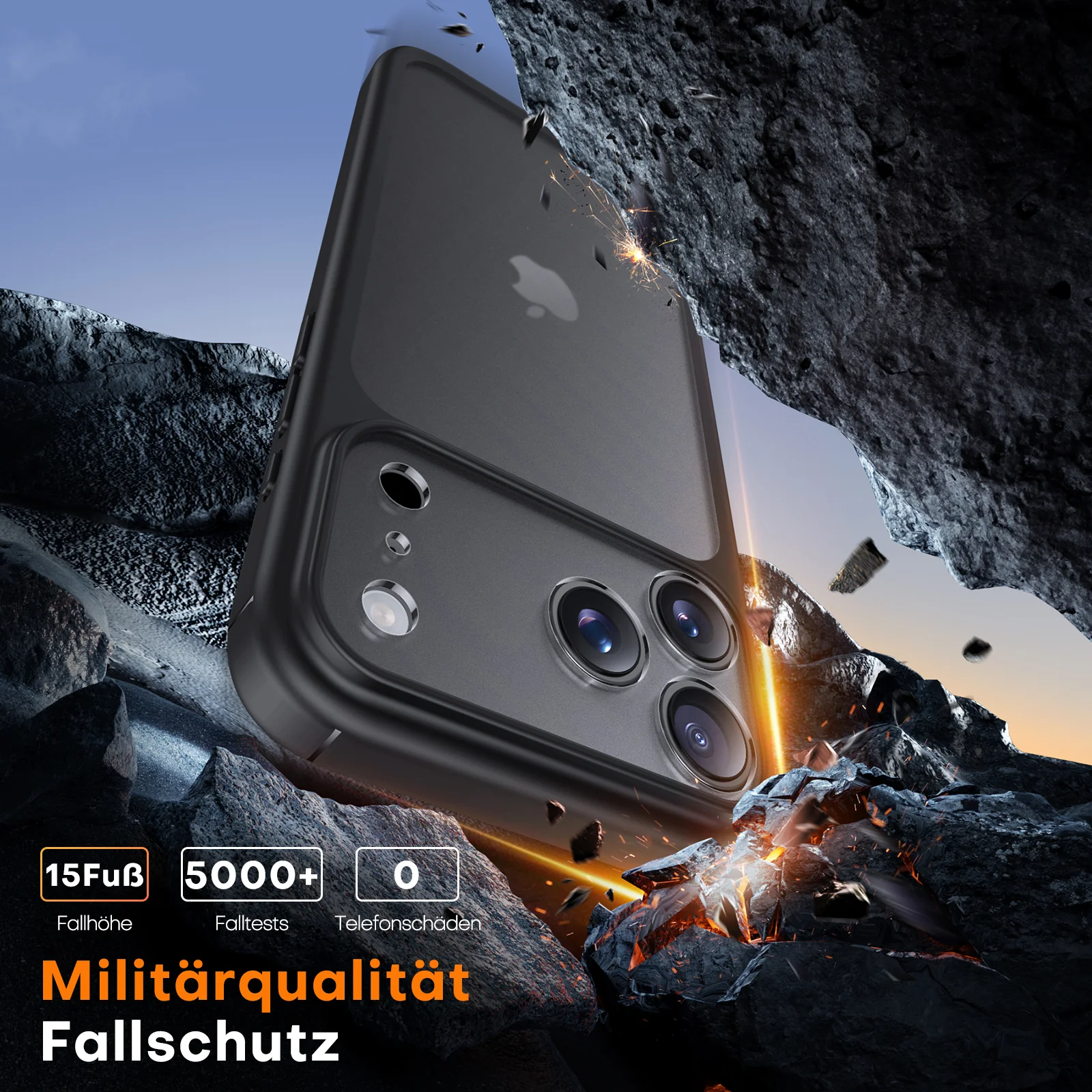 TAURI for iPhone 17 Pro Case, Full Camera Protection with Screen Protector, Translucent Matte Military-Grade Protection Shockproof Slim Phone Case for iPhone 17 Pro, Matte Black - Image 4
