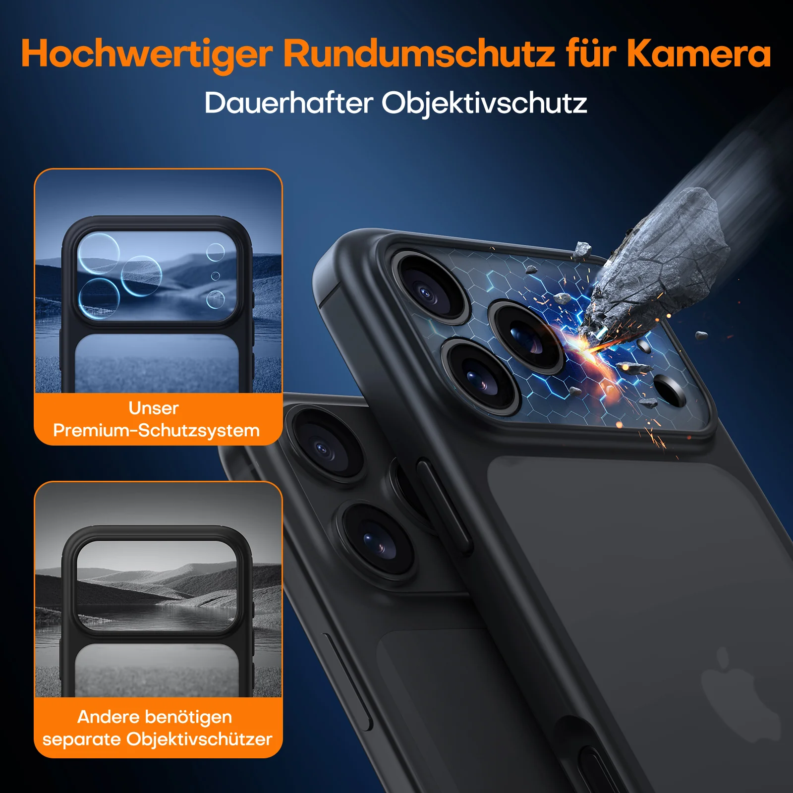 TAURI for iPhone 17 Pro Case, Full Camera Protection with Screen Protector, Translucent Matte Military-Grade Protection Shockproof Slim Phone Case for iPhone 17 Pro, Matte Black - Image 7