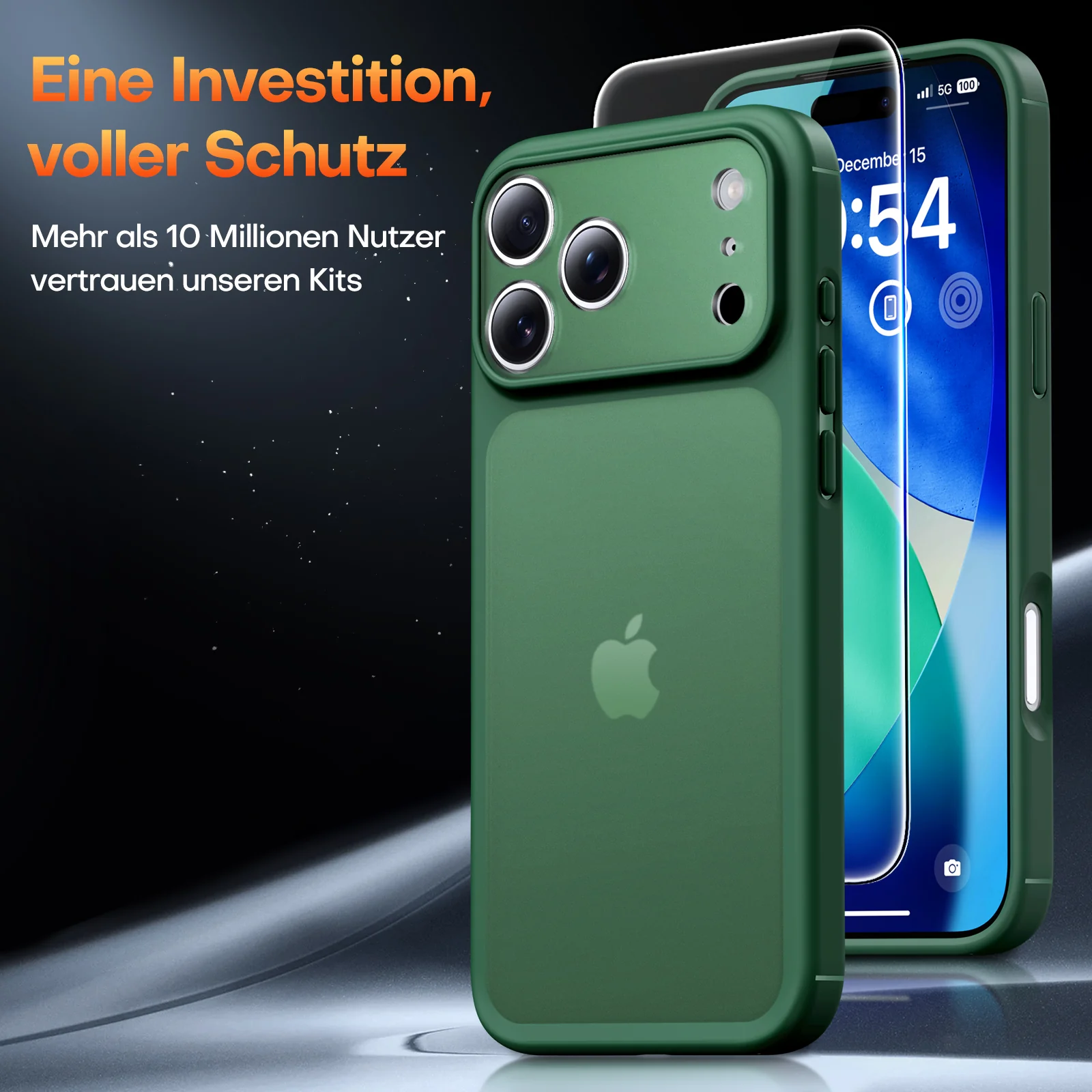 TAURI for iPhone 17 Pro Case, Full Camera Protection with Screen Protector, Translucent Matte Military-Grade Protection Shockproof Slim Phone Case for iPhone 17 Pro, Matte Green - Image 2