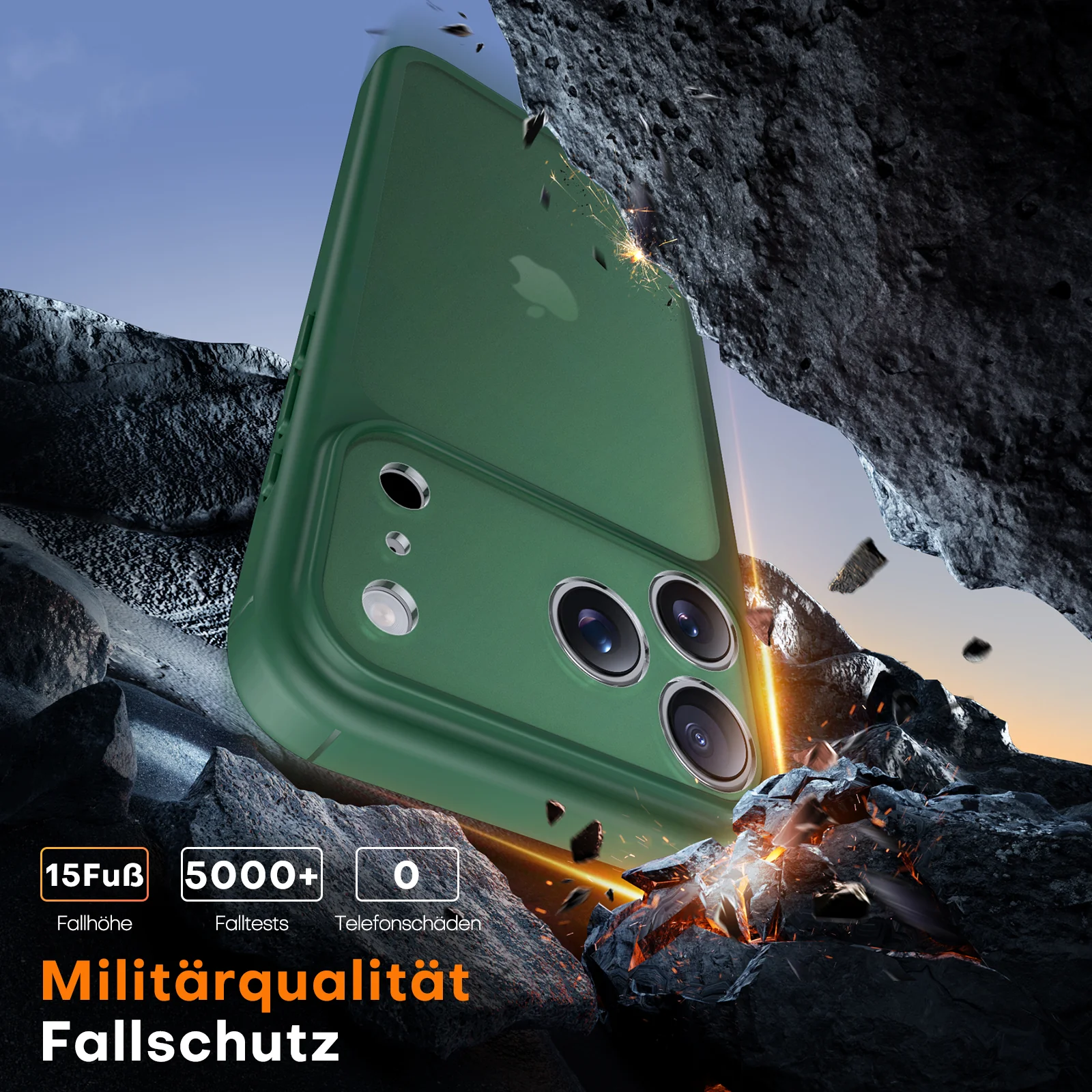 TAURI for iPhone 17 Pro Case, Full Camera Protection with Screen Protector, Translucent Matte Military-Grade Protection Shockproof Slim Phone Case for iPhone 17 Pro, Matte Green - Image 4