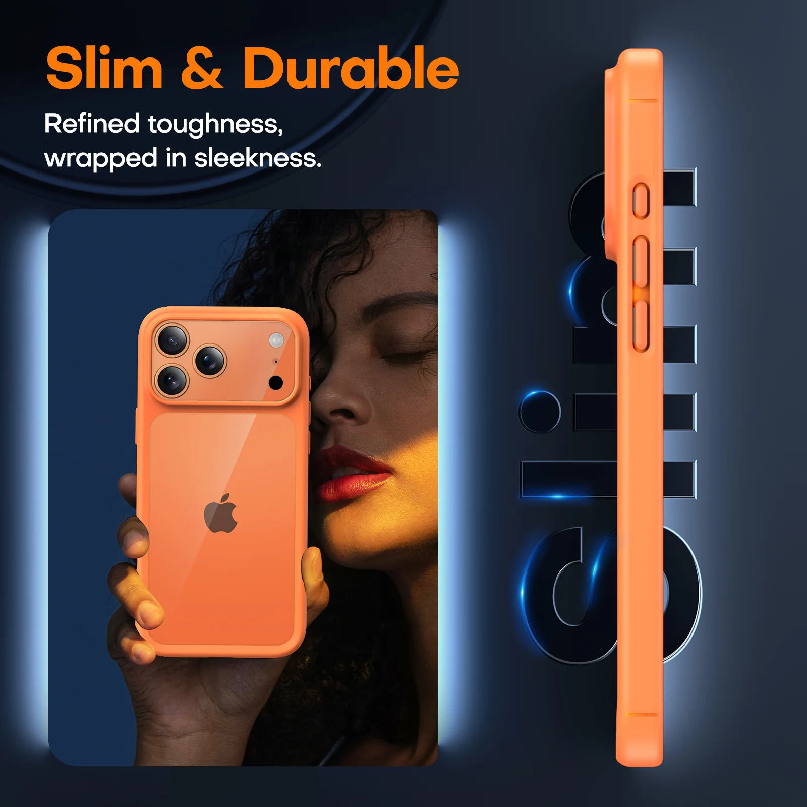 TAURI for iPhone 17 Pro Max Case, Full Camera Protection with Screen Protector, Anti-Yellowing Military-Grade Protection Shockproof Slim Phone Case for iPhone 17 ProMax, Orange - Image 5