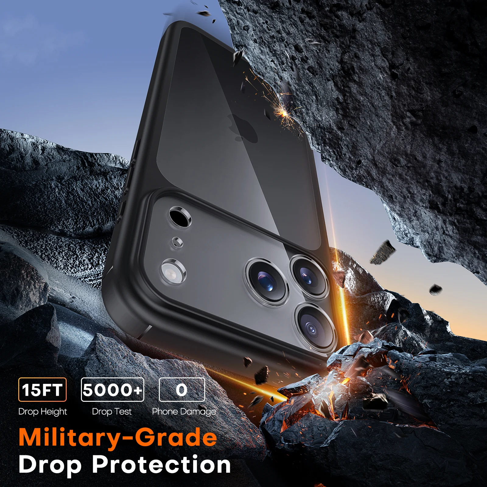 TAURI for iPhone 17 Pro Max Case, Full Camera Protection with Screen Protector, Anti-Yellowing Military-Grade Protection Shockproof Slim Phone Case for iPhone 17 ProMax, Black - Image 4
