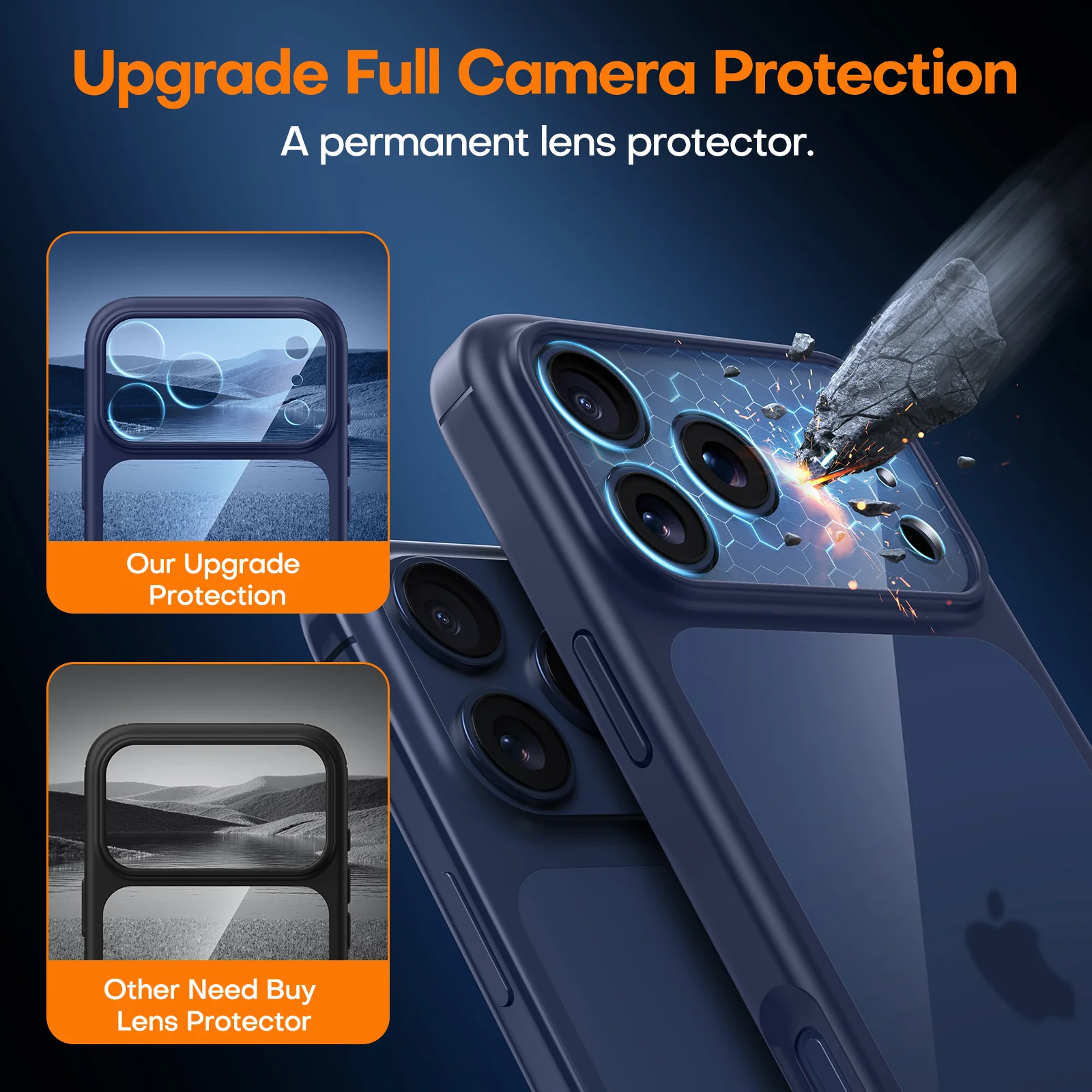 TAURI for iPhone 17 Pro Max Case, Full Camera Protection with Screen Protector, Anti-Yellowing Military-Grade Protection Shockproof Slim Phone Case for iPhone 17 ProMax, Blue - Image 6