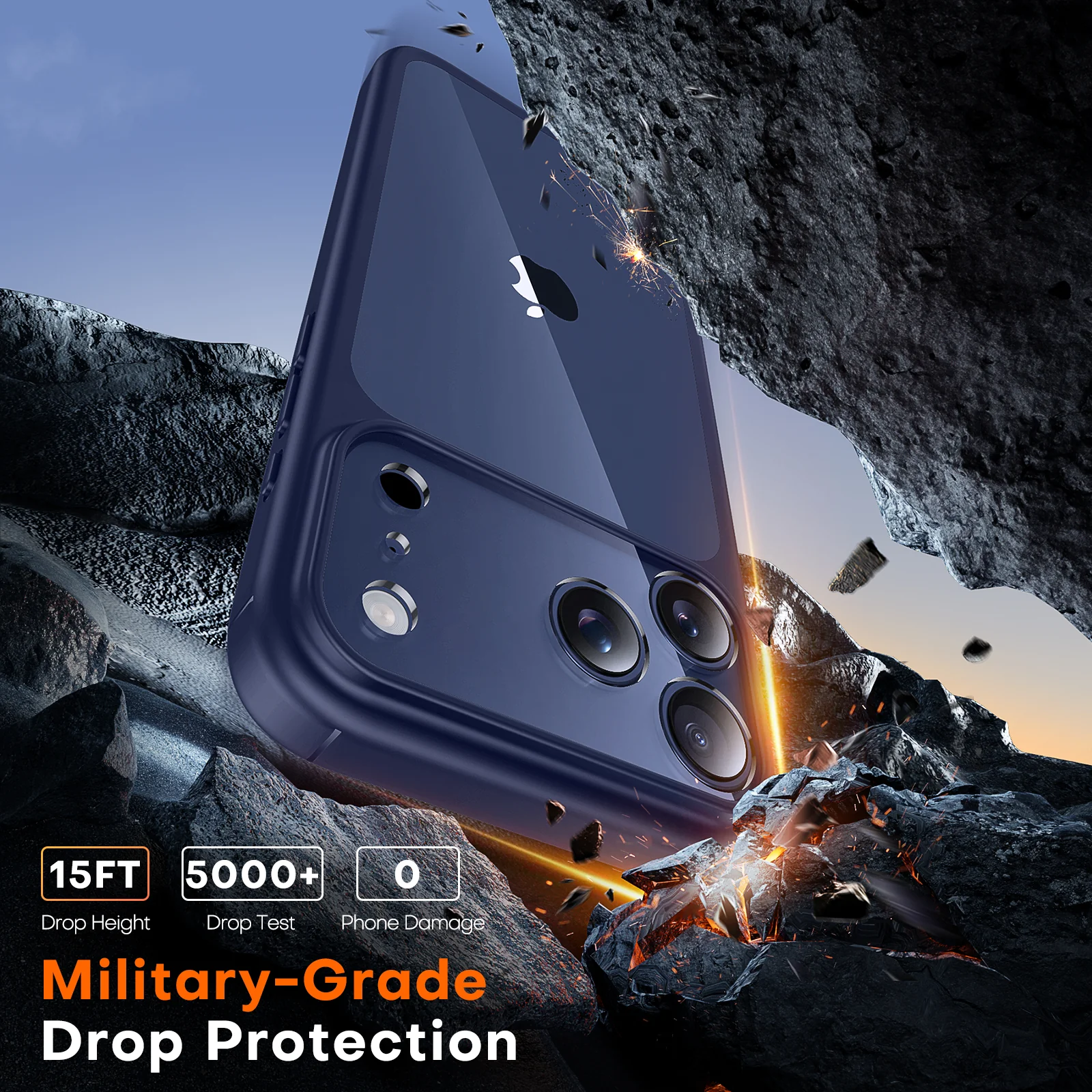 TAURI for iPhone 17 Pro Max Case, Full Camera Protection with Screen Protector, Anti-Yellowing Military-Grade Protection Shockproof Slim Phone Case for iPhone 17 ProMax, Blue - Image 7