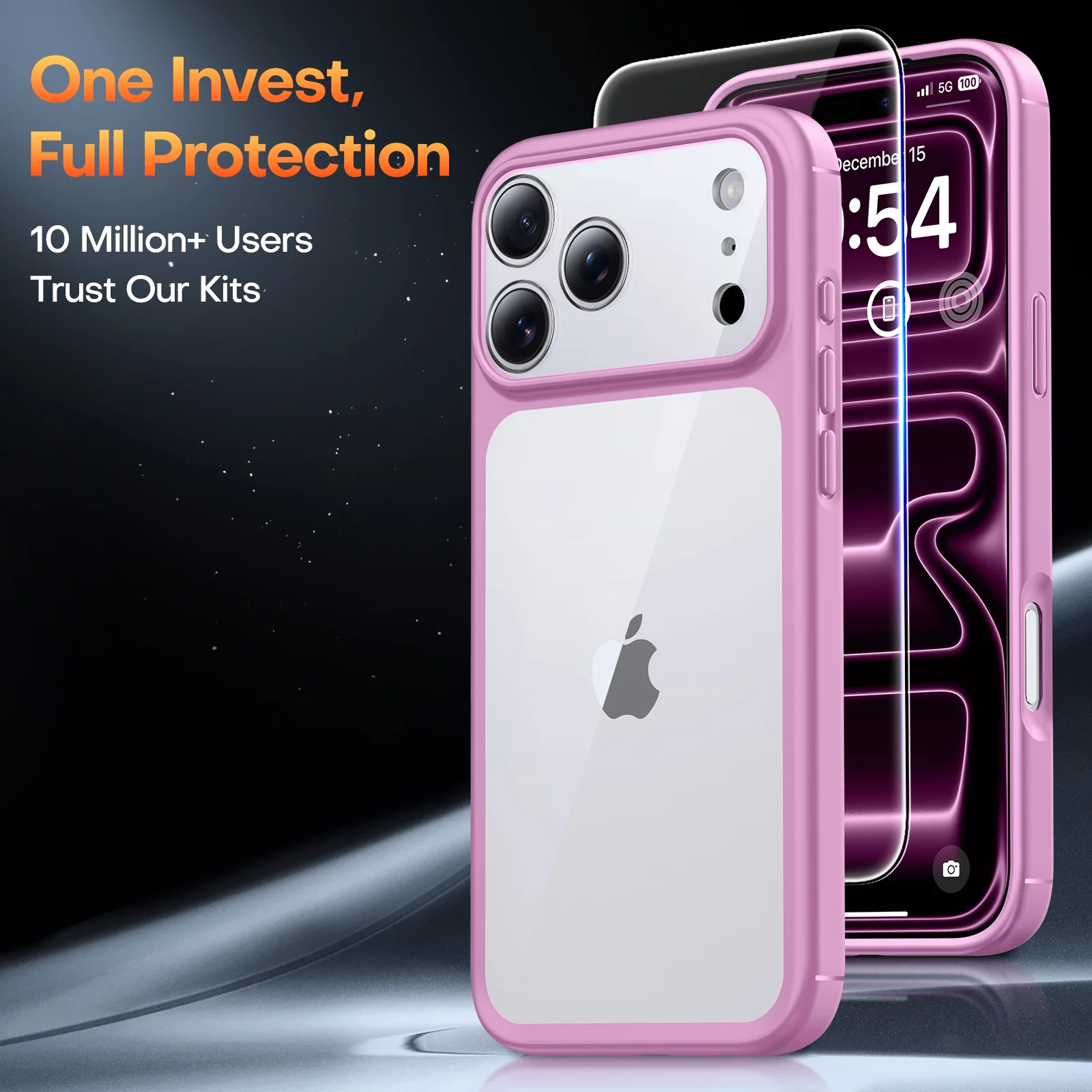 TAURI for iPhone 17 Pro Max Case, Full Camera Protection with Screen Protector, Anti-Yellowing Military-Grade Protection Shockproof Slim Phone Case for iPhone 17 ProMax, Pink - Image 2