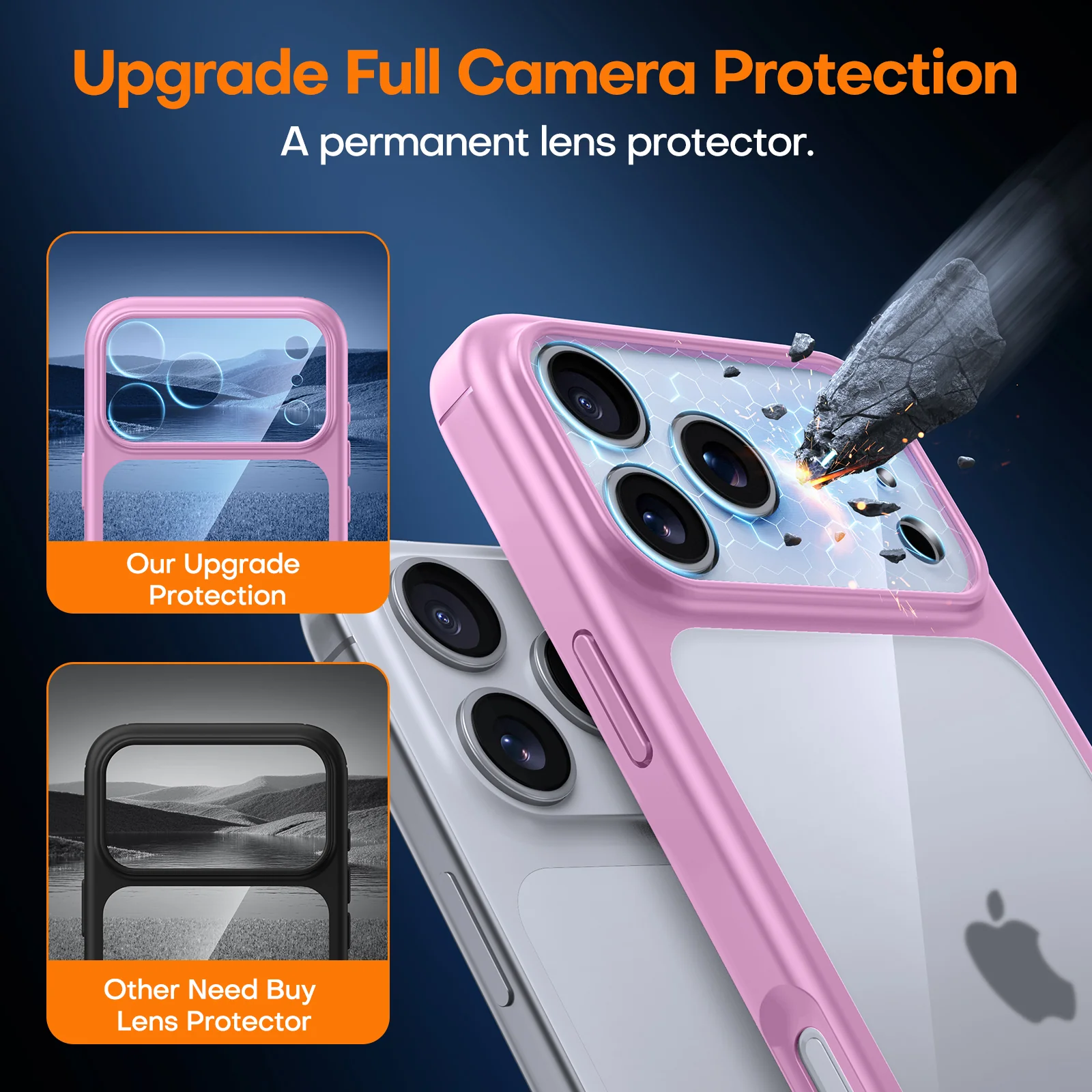 TAURI for iPhone 17 Pro Max Case, Full Camera Protection with Screen Protector, Anti-Yellowing Military-Grade Protection Shockproof Slim Phone Case for iPhone 17 ProMax, Pink - Image 7