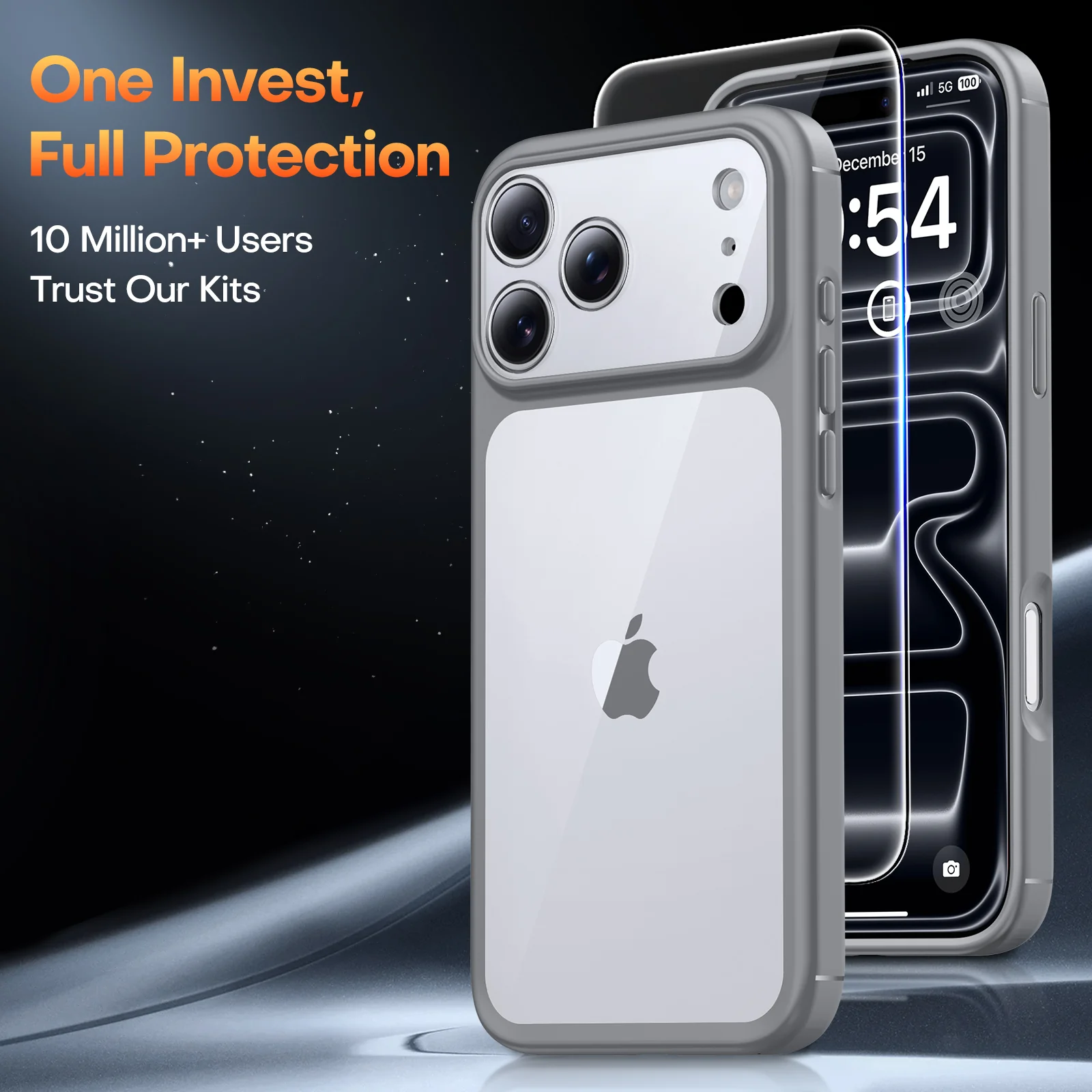 TAURI for iPhone 17 Pro Max Case, Full Camera Protection with Screen Protector, Anti-Yellowing Military-Grade Protection Shockproof Slim Phone Case for iPhone 17 ProMax, Grey - Image 2