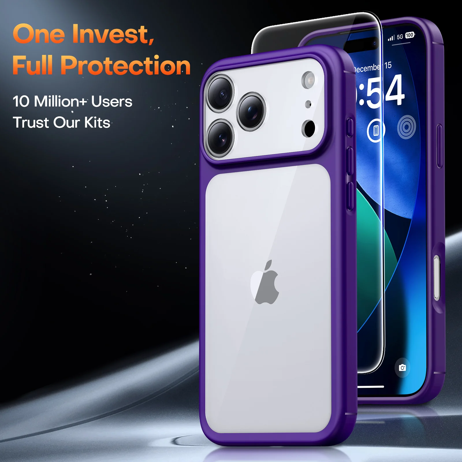 TAURI for iPhone 17 Pro Max Case, Full Camera Protection with Screen Protector, Anti-Yellowing Military-Grade Protection Shockproof Slim Phone Case for iPhone 17 ProMax, Purple - Image 2