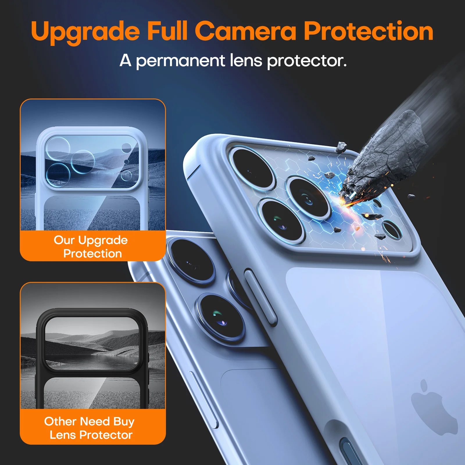 TAURI for iPhone 17 Pro Max Case, Full Camera Protection with Screen Protector, Anti-Yellowing Military-Grade Protection Shockproof Slim Phone Case for iPhone 17 ProMax, Star Blue - Image 7