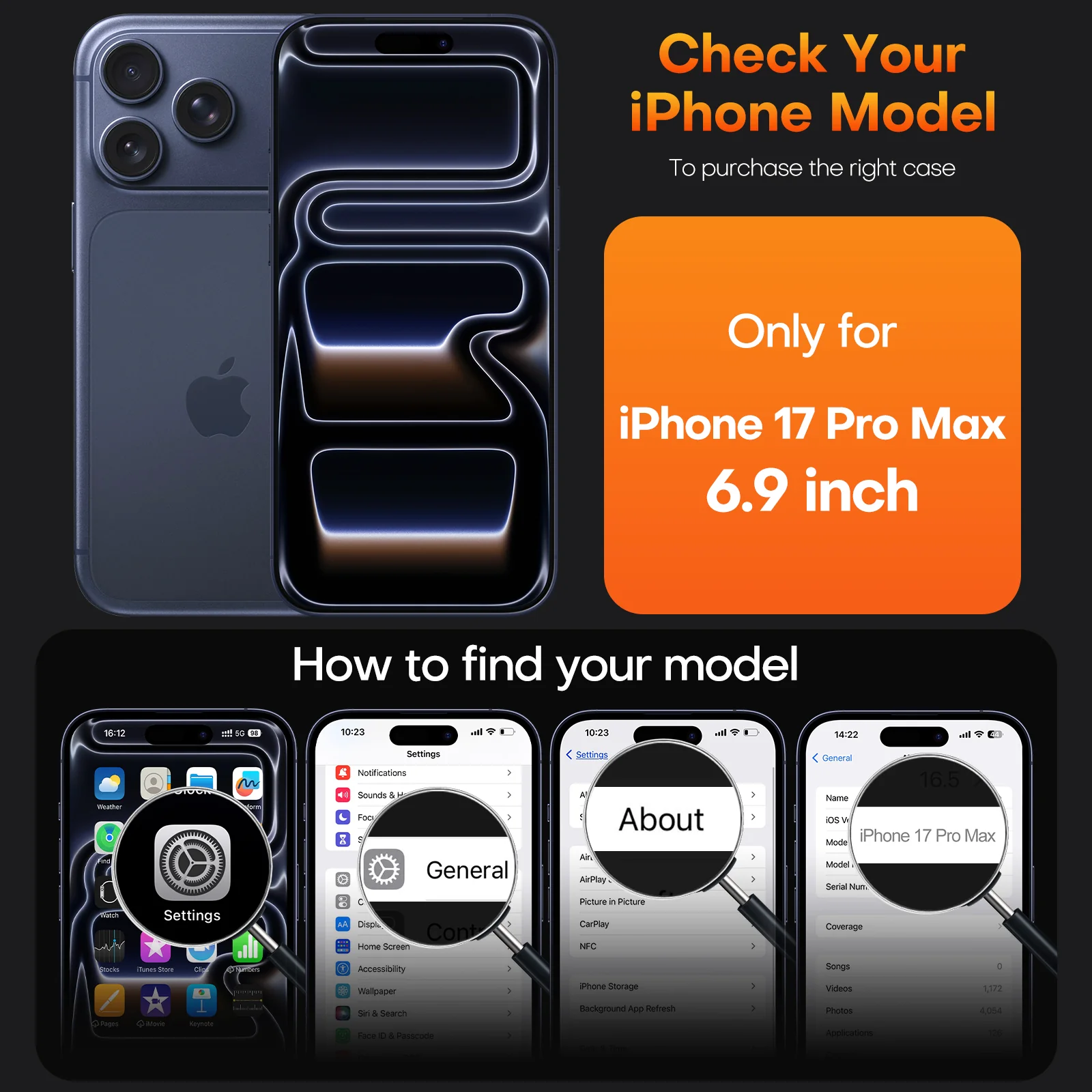TAURI for iPhone 17 Pro Max Case, Full Camera Protection with Screen Protector, Translucent Matte Military-Grade Protection Shockproof Slim Phone Case for iPhone 17 ProMax, Matte Black - Image 4