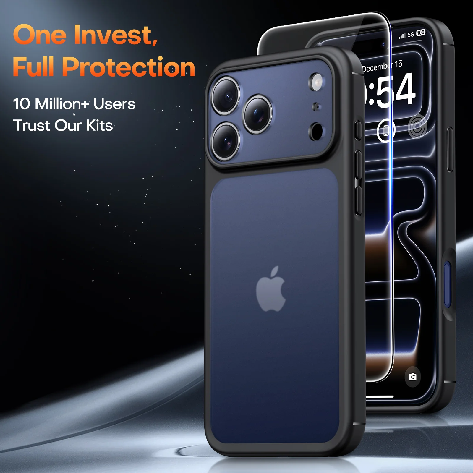 TAURI for iPhone 17 Pro Max Case, Full Camera Protection with Screen Protector, Translucent Matte Military-Grade Protection Shockproof Slim Phone Case for iPhone 17 ProMax, Matte Black - Image 6