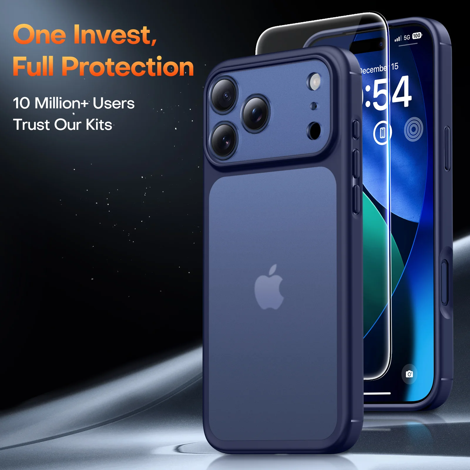 TAURI for iPhone 17 Pro Max Case, Full Camera Protection with Screen Protector, Translucent Matte Military-Grade Protection Shockproof Slim Phone Case for iPhone 17 ProMax, Matte Blue - Image 2