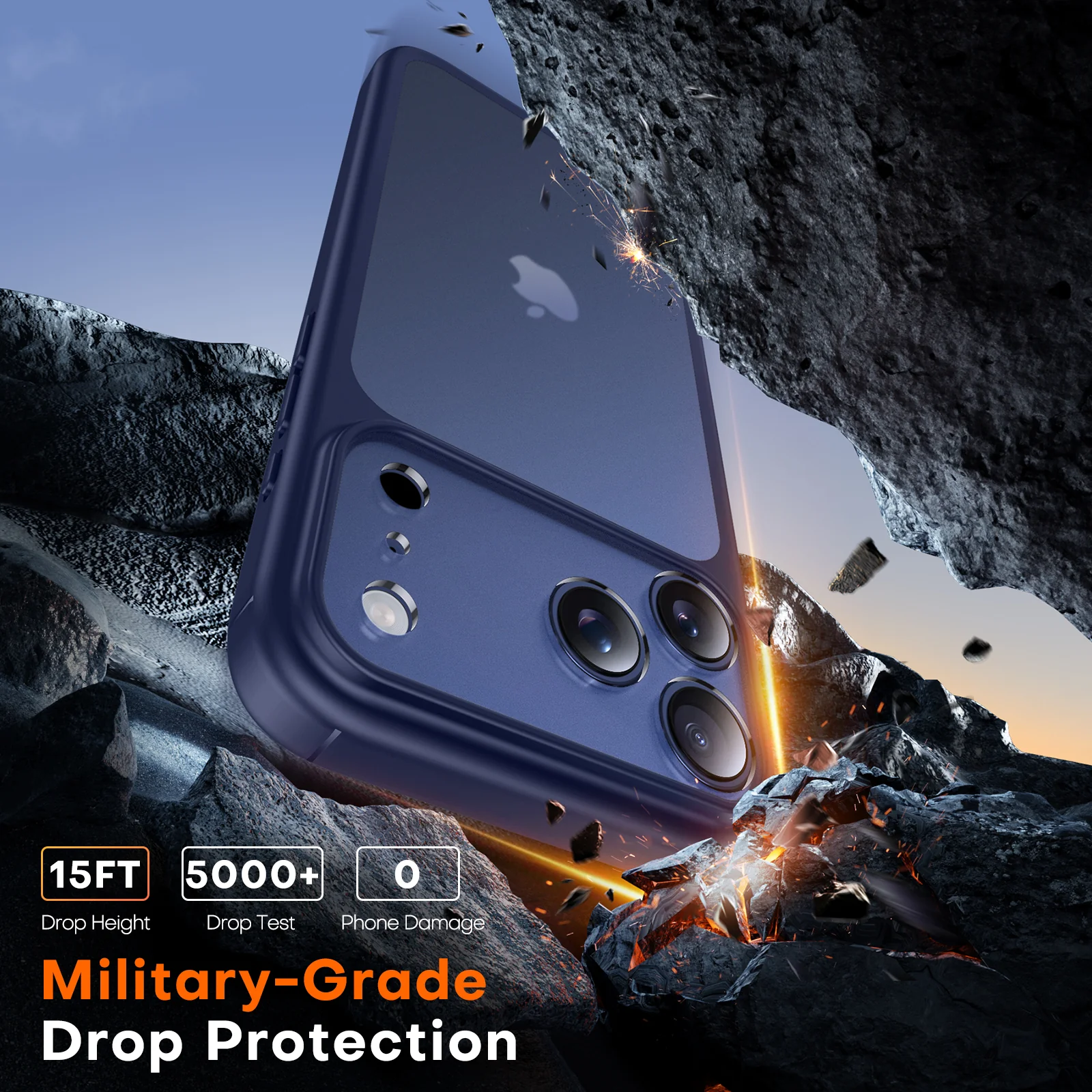 TAURI for iPhone 17 Pro Max Case, Full Camera Protection with Screen Protector, Translucent Matte Military-Grade Protection Shockproof Slim Phone Case for iPhone 17 ProMax, Matte Blue - Image 4