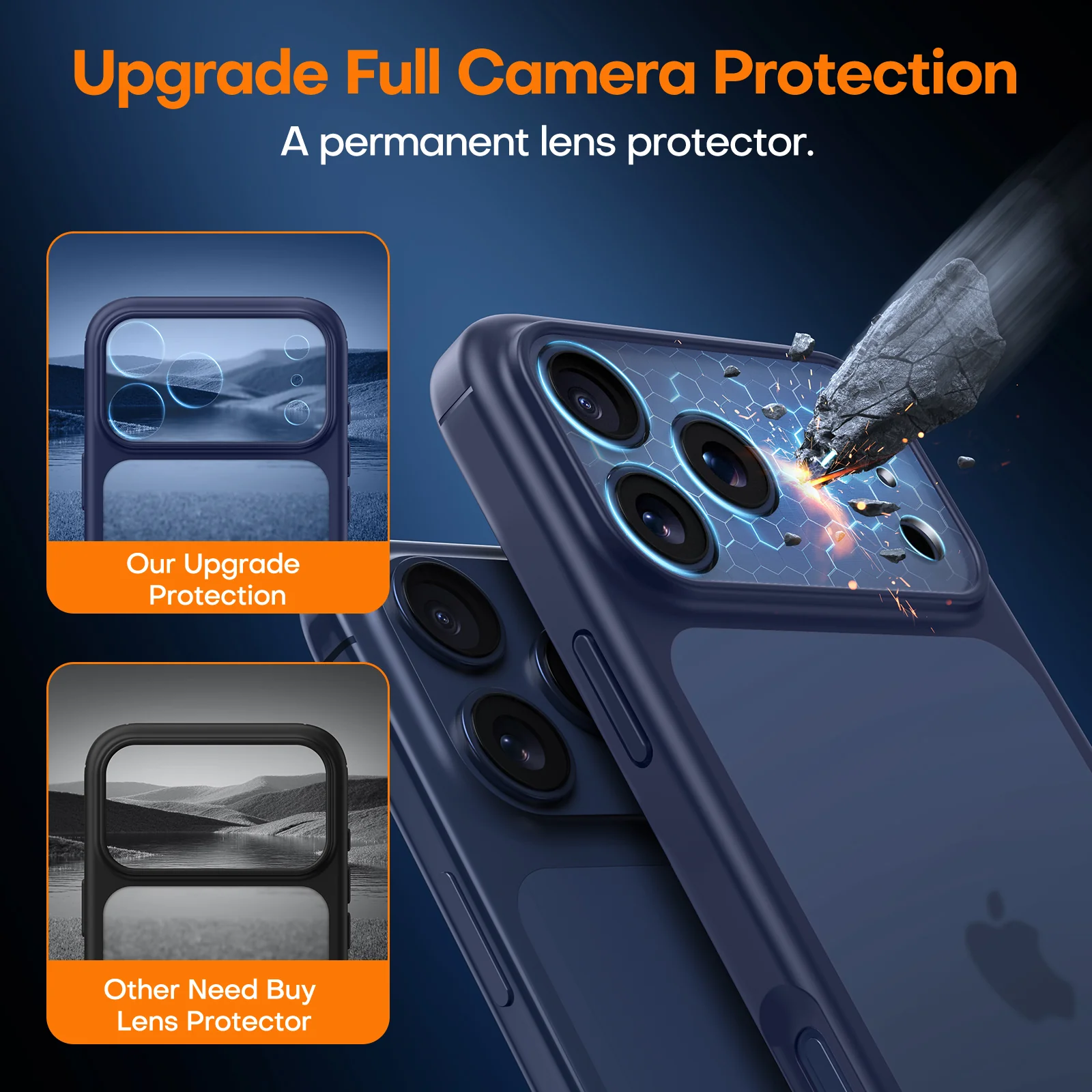 TAURI for iPhone 17 Pro Max Case, Full Camera Protection with Screen Protector, Translucent Matte Military-Grade Protection Shockproof Slim Phone Case for iPhone 17 ProMax, Matte Blue - Image 7