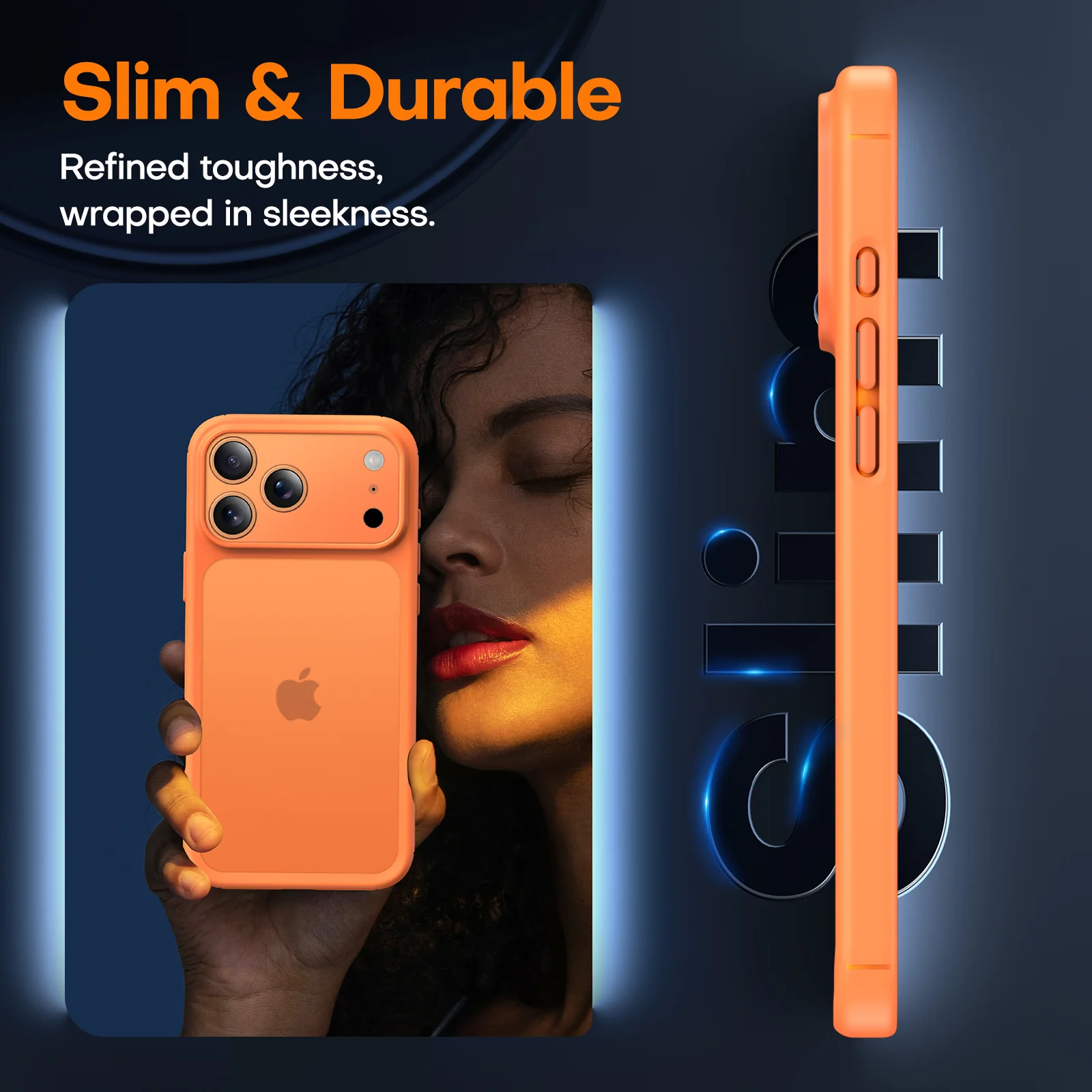 TAURI for iPhone 17 Pro Max Case, Full Camera Protection with Screen Protector, Translucent Matte Military-Grade Protection Shockproof Slim Phone Case for iPhone 17 ProMax, Matte Orange - Image 5