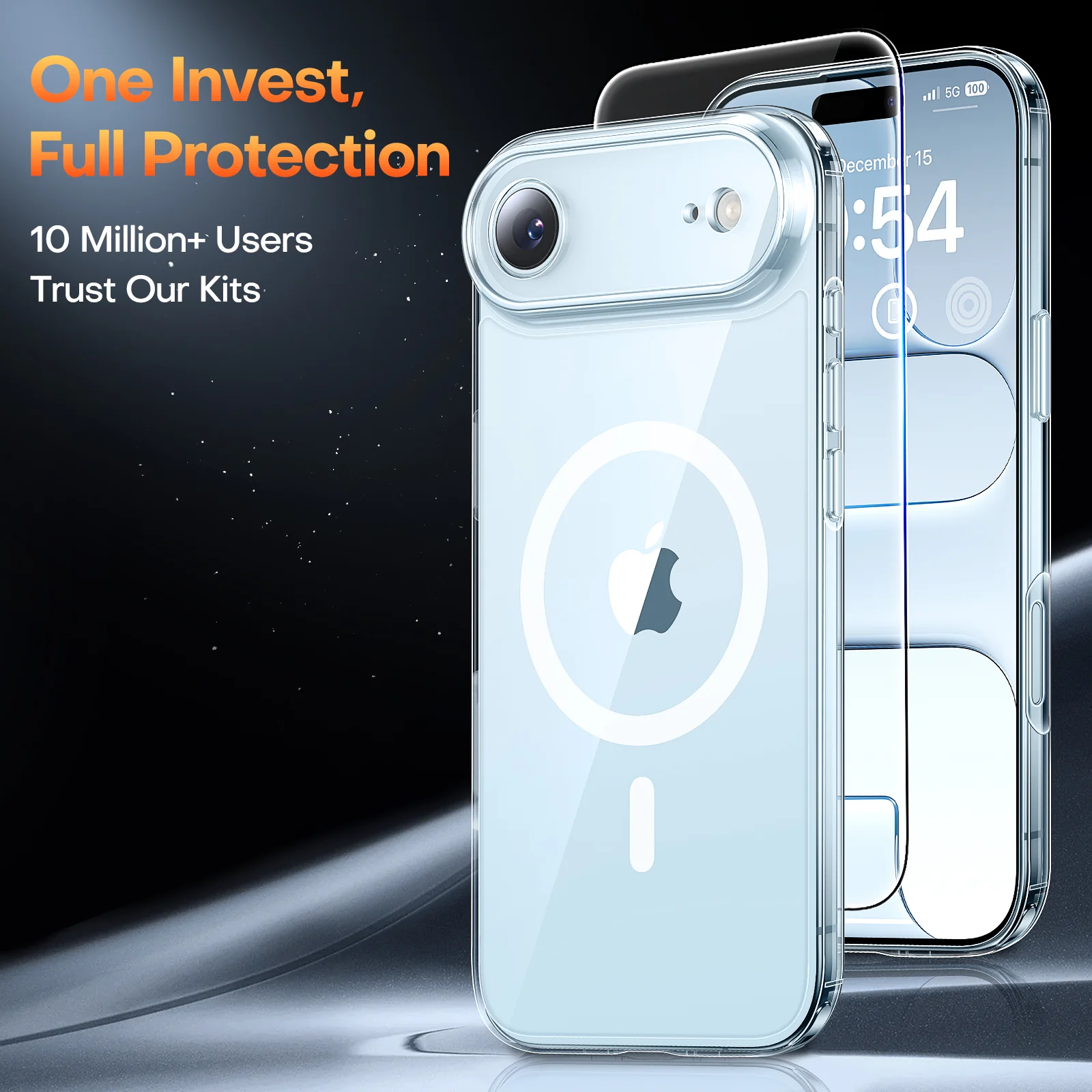 TAURI for iPhone Air Case, Compatible with MagSafe with Screen Protector, Full Camera Protection, Anti-Yellowing Military-Grade Protection Shockproof Slim Magnetic Case for iPhone Air, Clear - Image 3