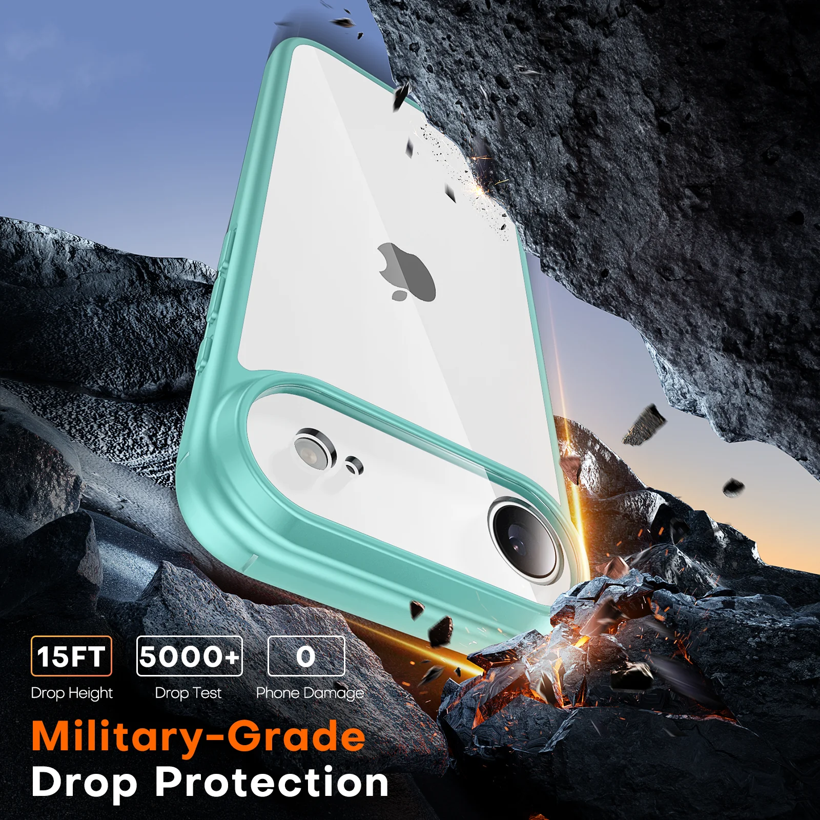 TAURI for iPhone Air Case, Full Camera Protection with Screen Protector, Anti-Yellowing Military-Grade Protection Shockproof Slim Phone Case for iPhone 17 Air 6.5 inch, Green - Image 4