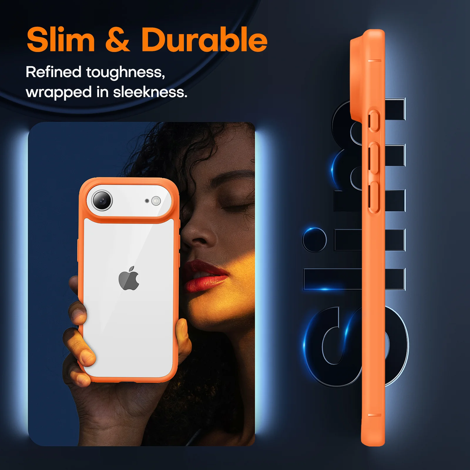 TAURI for iPhone Air Case, Full Camera Protection with Screen Protector, Anti-Yellowing Military-Grade Protection Shockproof Slim Phone Case for iPhone 17 Air 6.5 inch, Orange - Image 3