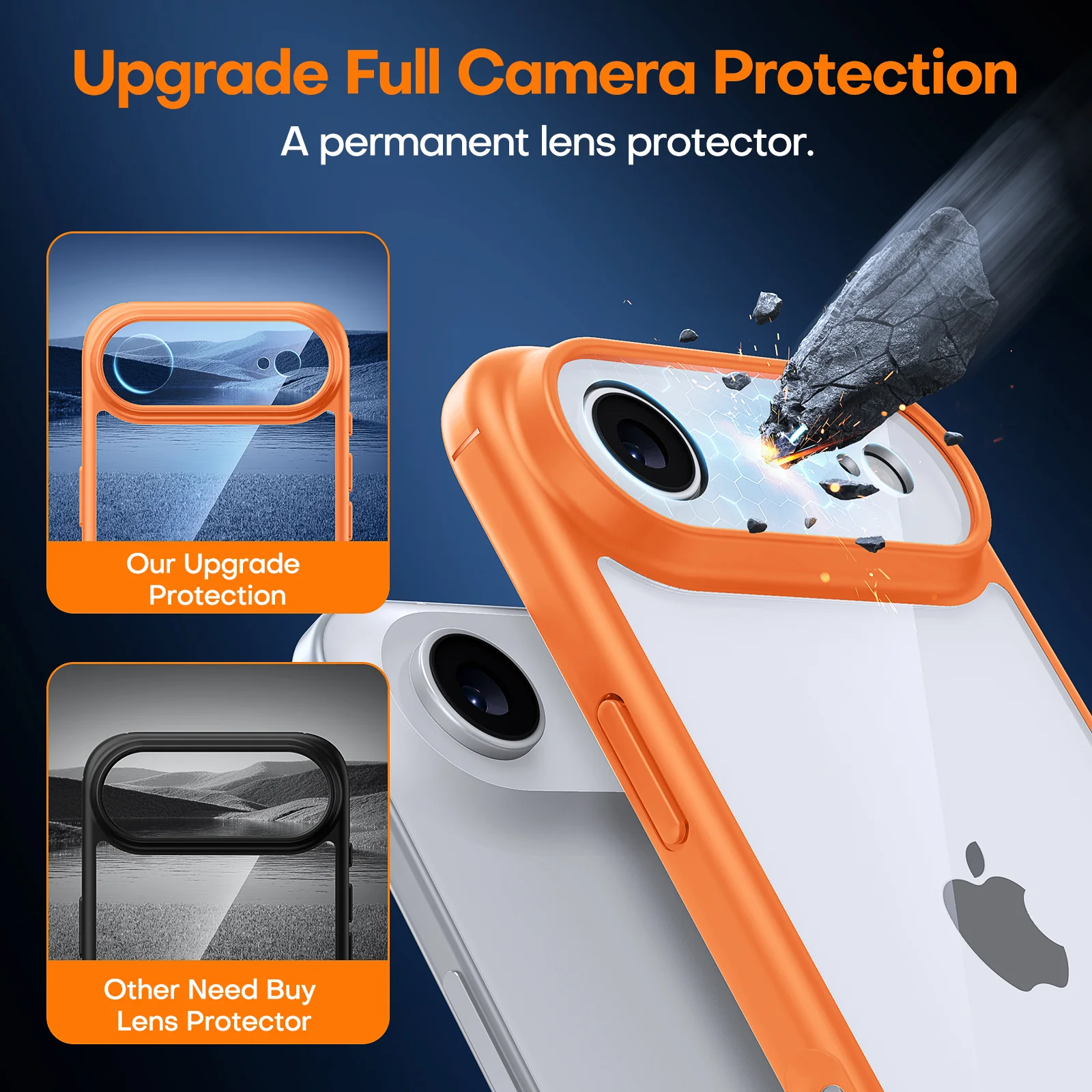 TAURI for iPhone Air Case, Full Camera Protection with Screen Protector, Anti-Yellowing Military-Grade Protection Shockproof Slim Phone Case for iPhone 17 Air 6.5 inch, Orange - Image 5