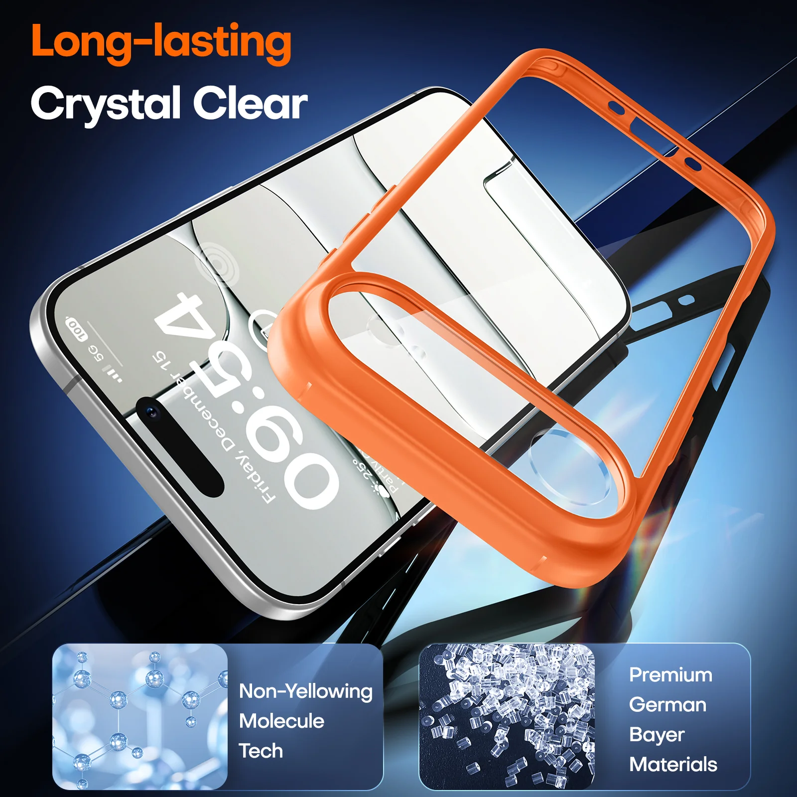TAURI for iPhone Air Case, Full Camera Protection with Screen Protector, Anti-Yellowing Military-Grade Protection Shockproof Slim Phone Case for iPhone 17 Air 6.5 inch, Orange - Image 6