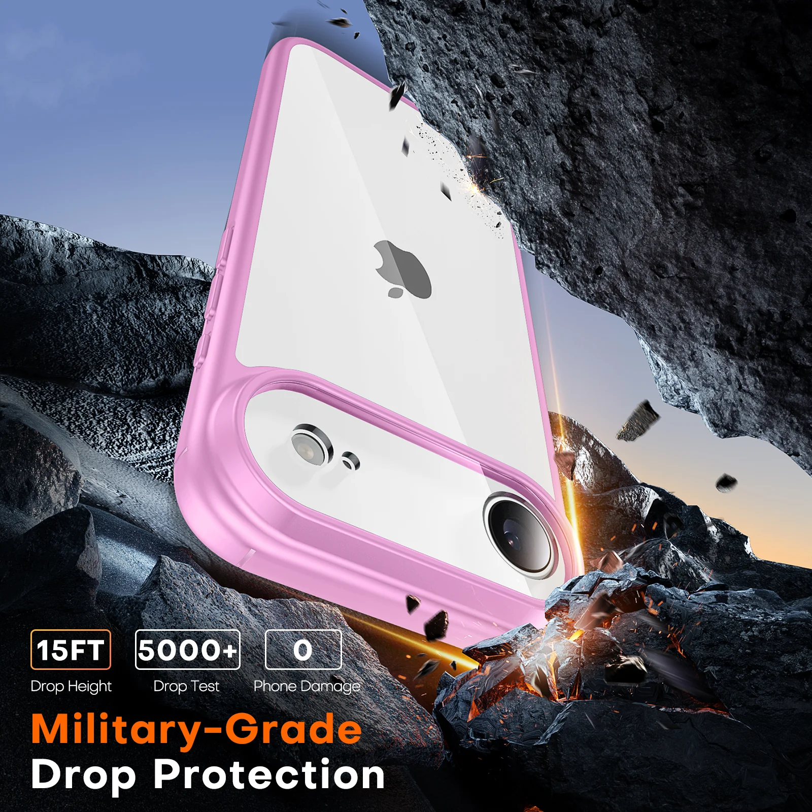 TAURI for iPhone Air Case, Full Camera Protection with Screen Protector, Anti-Yellowing Military-Grade Protection Shockproof Slim Phone Case for iPhone 17 Air 6.5 inch, Pink - Image 4