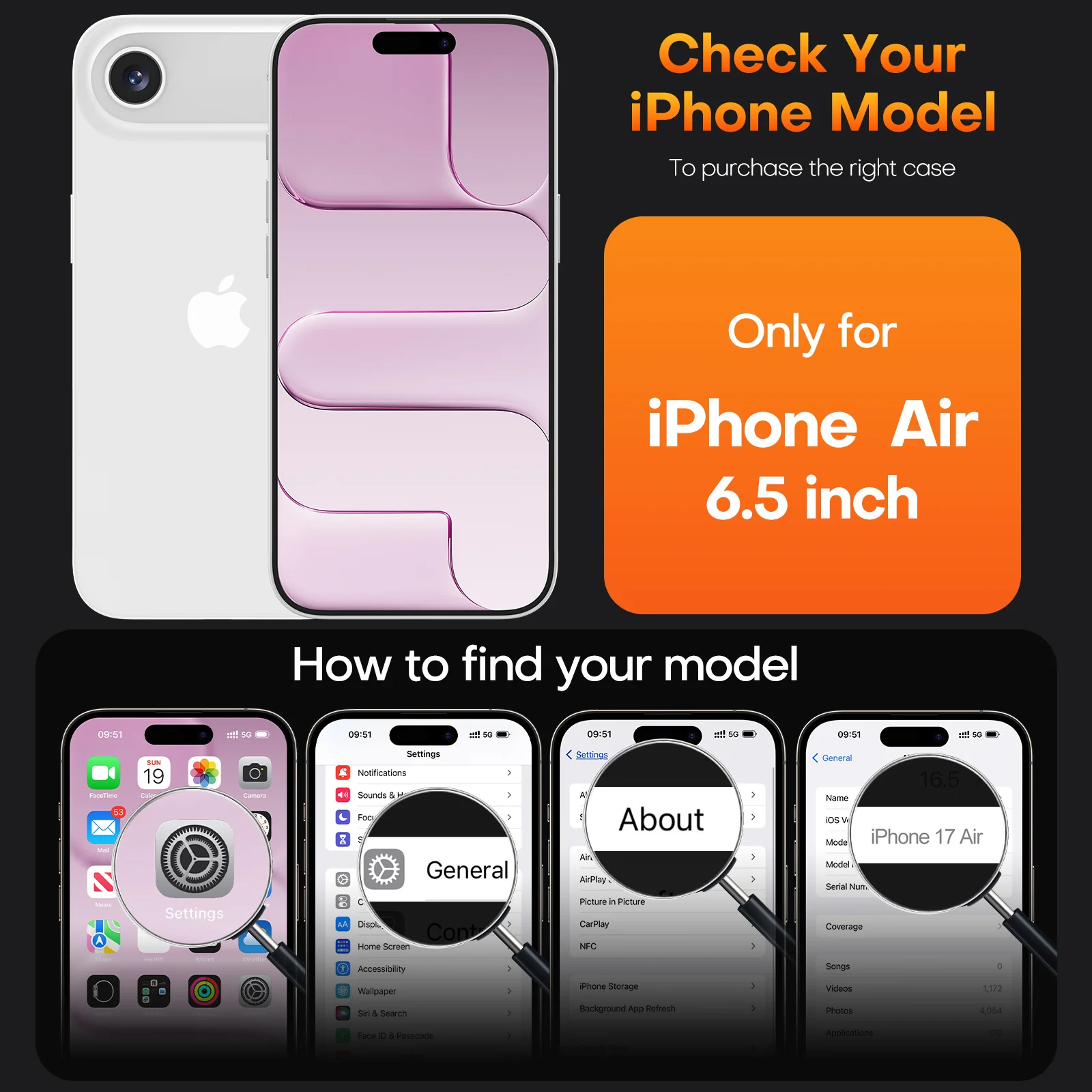 TAURI for iPhone Air Case, Full Camera Protection with Screen Protector, Anti-Yellowing Military-Grade Protection Shockproof Slim Phone Case for iPhone 17 Air 6.5 inch, Pink - Image 6