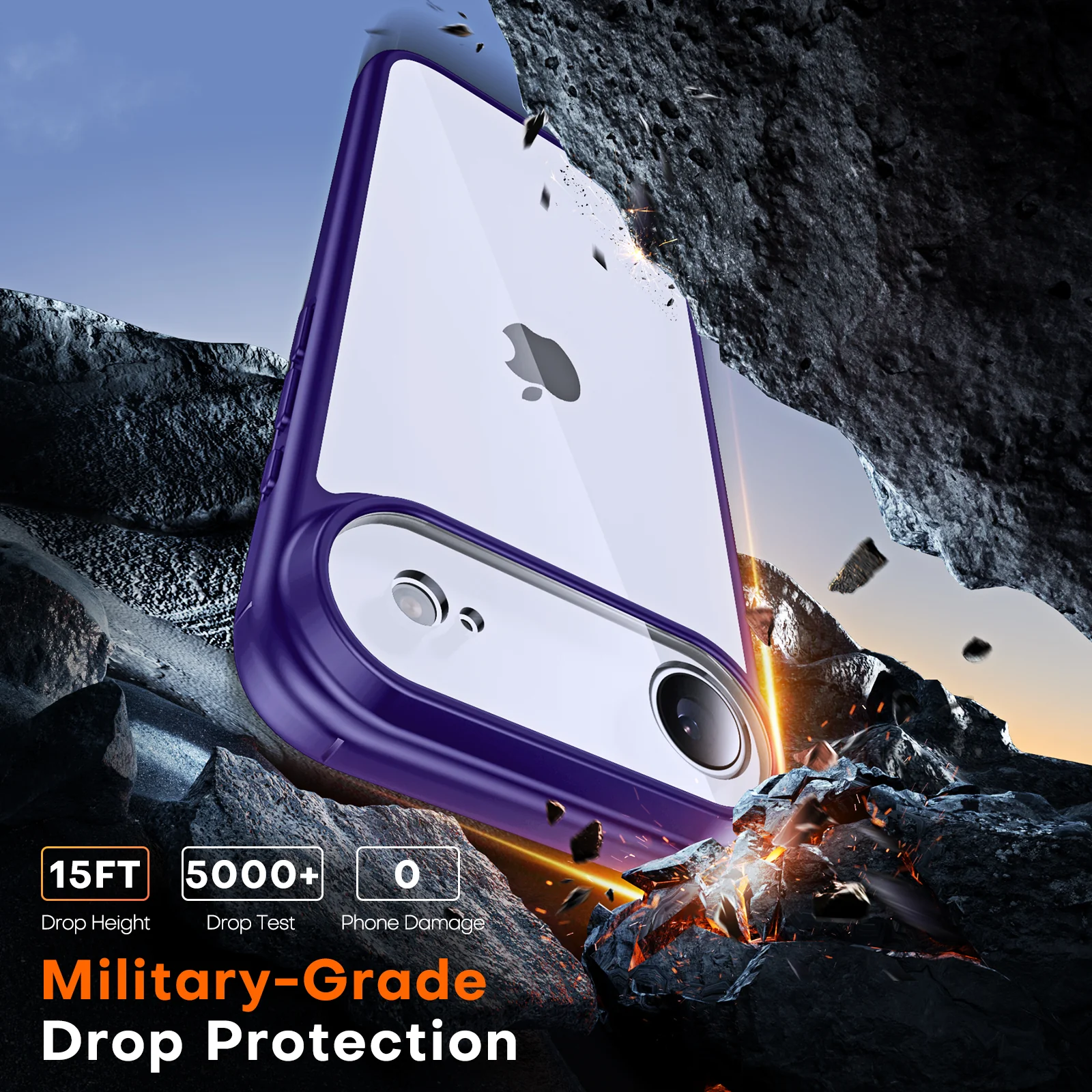 TAURI for iPhone Air Case, Full Camera Protection with Screen Protector, Anti-Yellowing Military-Grade Protection Shockproof Slim Phone Case for iPhone 17 Air 6.5 inch, Purple - Image 4
