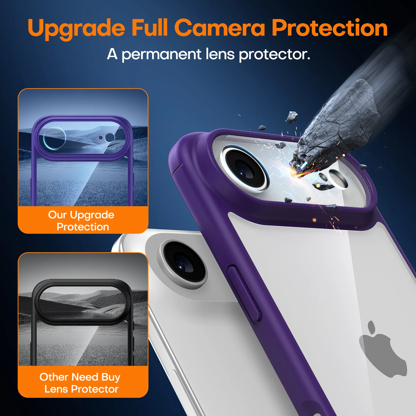 TAURI for iPhone Air Case, Full Camera Protection with Screen Protector, Anti-Yellowing Military-Grade Protection Shockproof Slim Phone Case for iPhone 17 Air 6.5 inch, Purple - Image 7