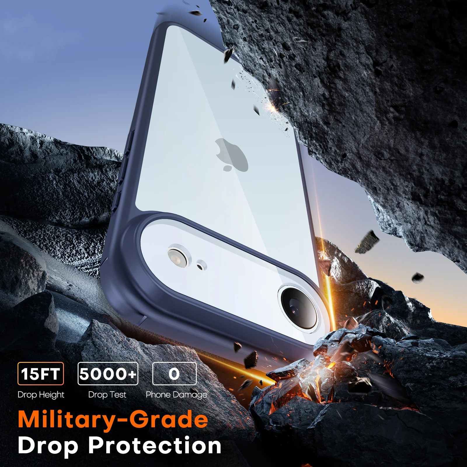 TAURI for iPhone Air Case, Full Camera Protection with Screen Protector, Anti-Yellowing Military-Grade Protection Shockproof Slim Phone Case for iPhone Air, Blue - Image 5
