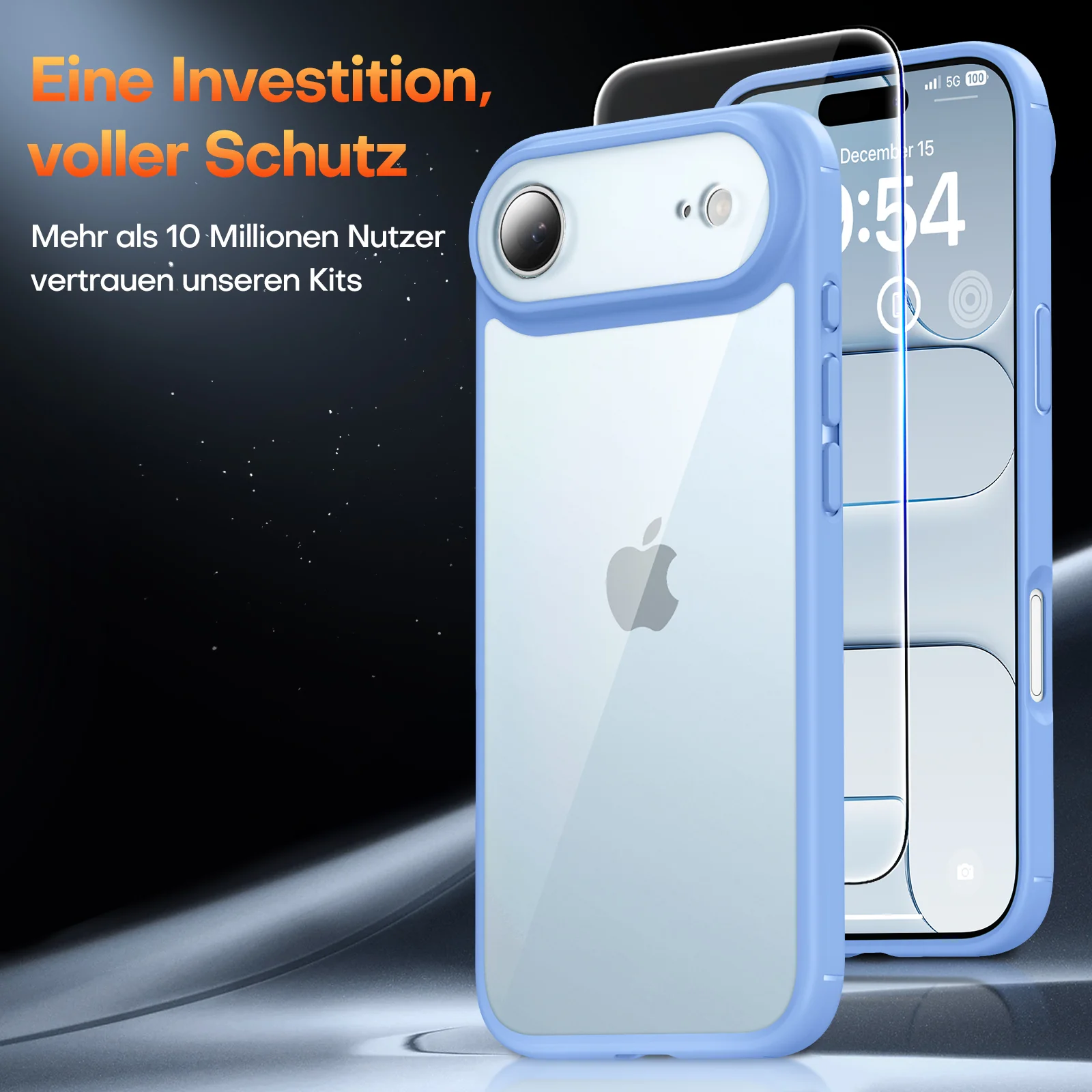 TAURI for iPhone Air Case, Full Camera Protection with Screen Protector, Anti-Yellowing Military-Grade Protection Shockproof Slim Phone Case for iPhone Air, Star Blue - Image 3