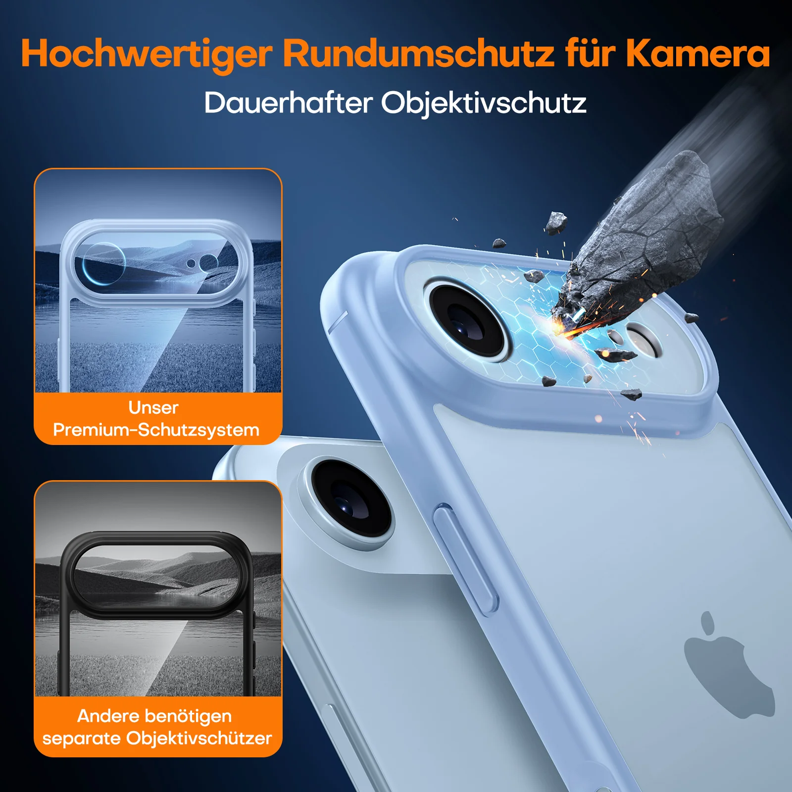TAURI for iPhone Air Case, Full Camera Protection with Screen Protector, Anti-Yellowing Military-Grade Protection Shockproof Slim Phone Case for iPhone Air, Star Blue - Image 5