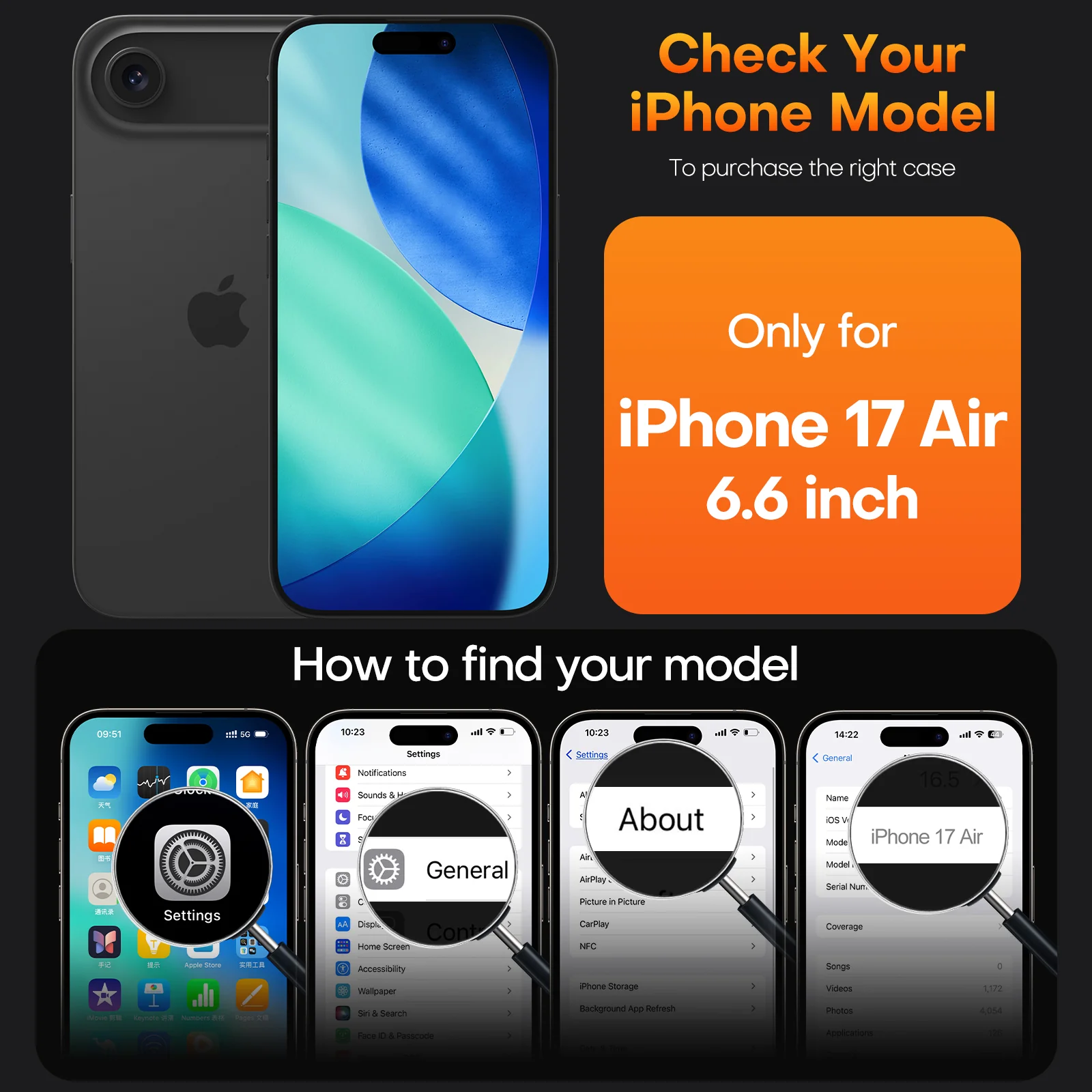 TAURI for iPhone Air Case, Full Camera Protection with Screen Protector, Translucent Matte Military-Grade Protection Shockproof Slim Phone Case for iPhone Air, Matte Black - Image 5
